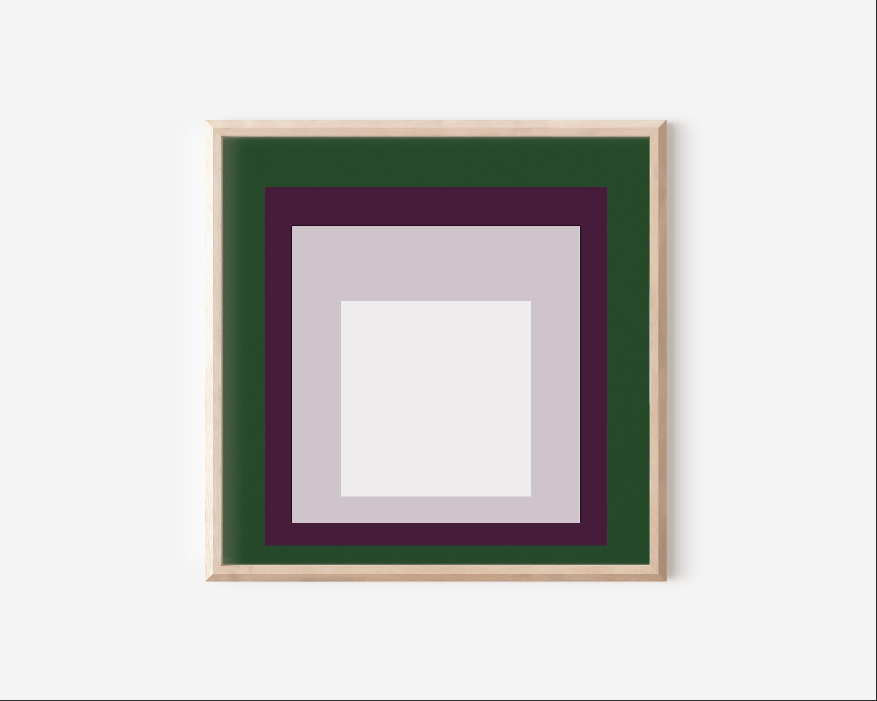 After Josef Albers - Temple (Homage to the Square) PRINT | Midcentury Modern Art Green Purple White available framed 1x1 - 9ArtPrints