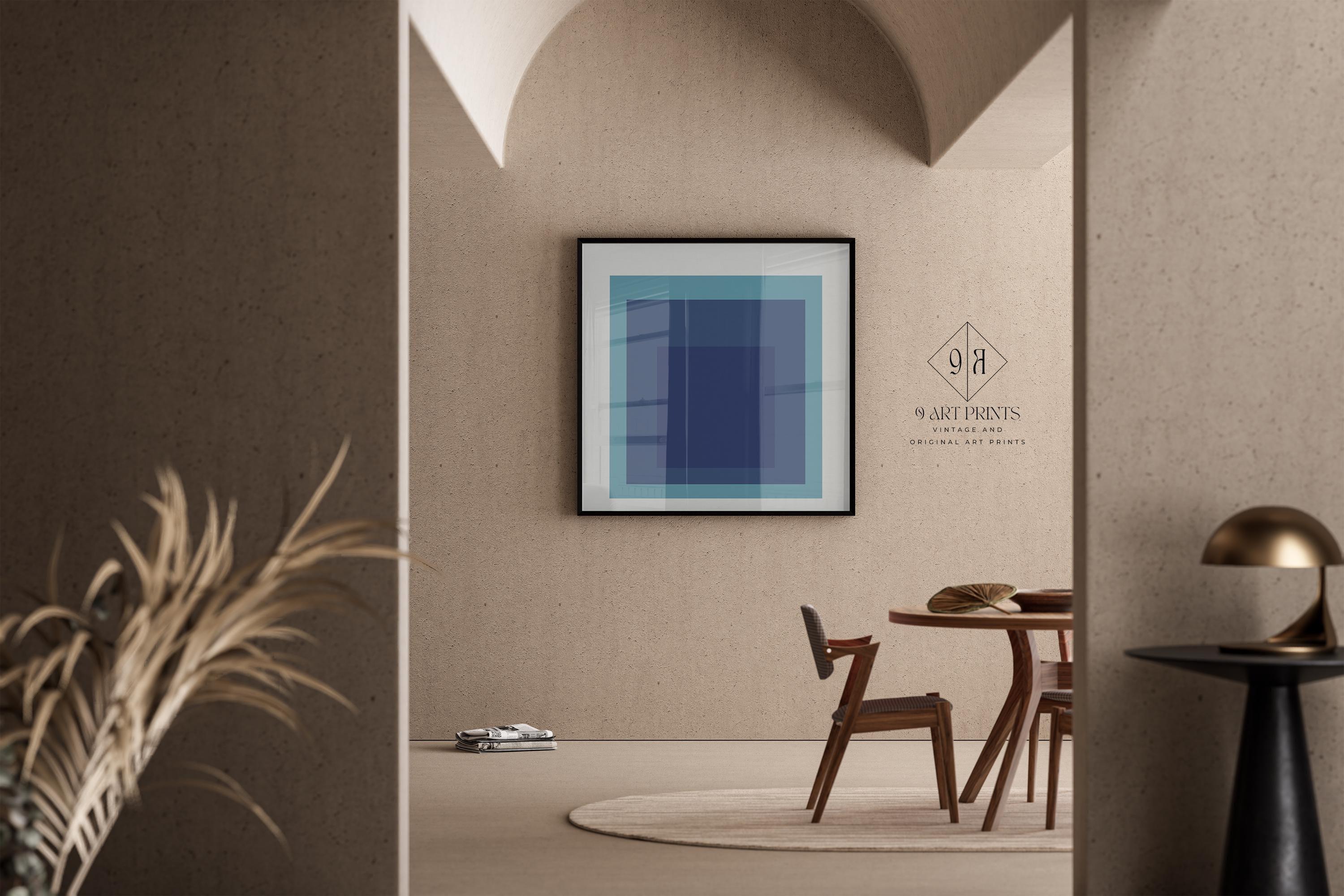 After Josef Albers - Tide (Homage to the Square) | PRINT | Mid - century Modern Art Print in Mint Blue (available framed) 1x1 - 9ArtPrints