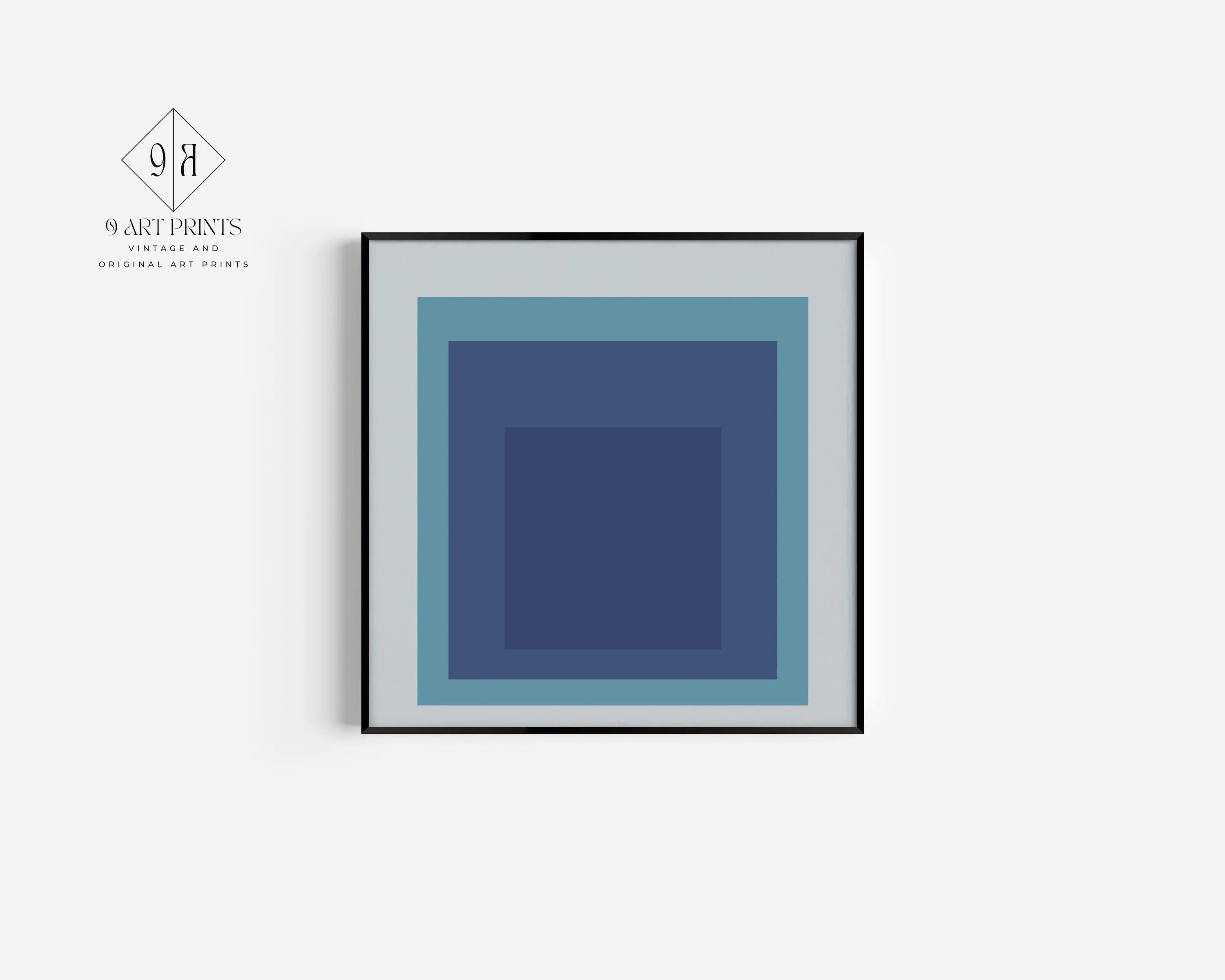 After Josef Albers - Tide (Homage to the Square) | PRINT | Mid - century Modern Art Print in Mint Blue (available framed) 1x1 - 9ArtPrints