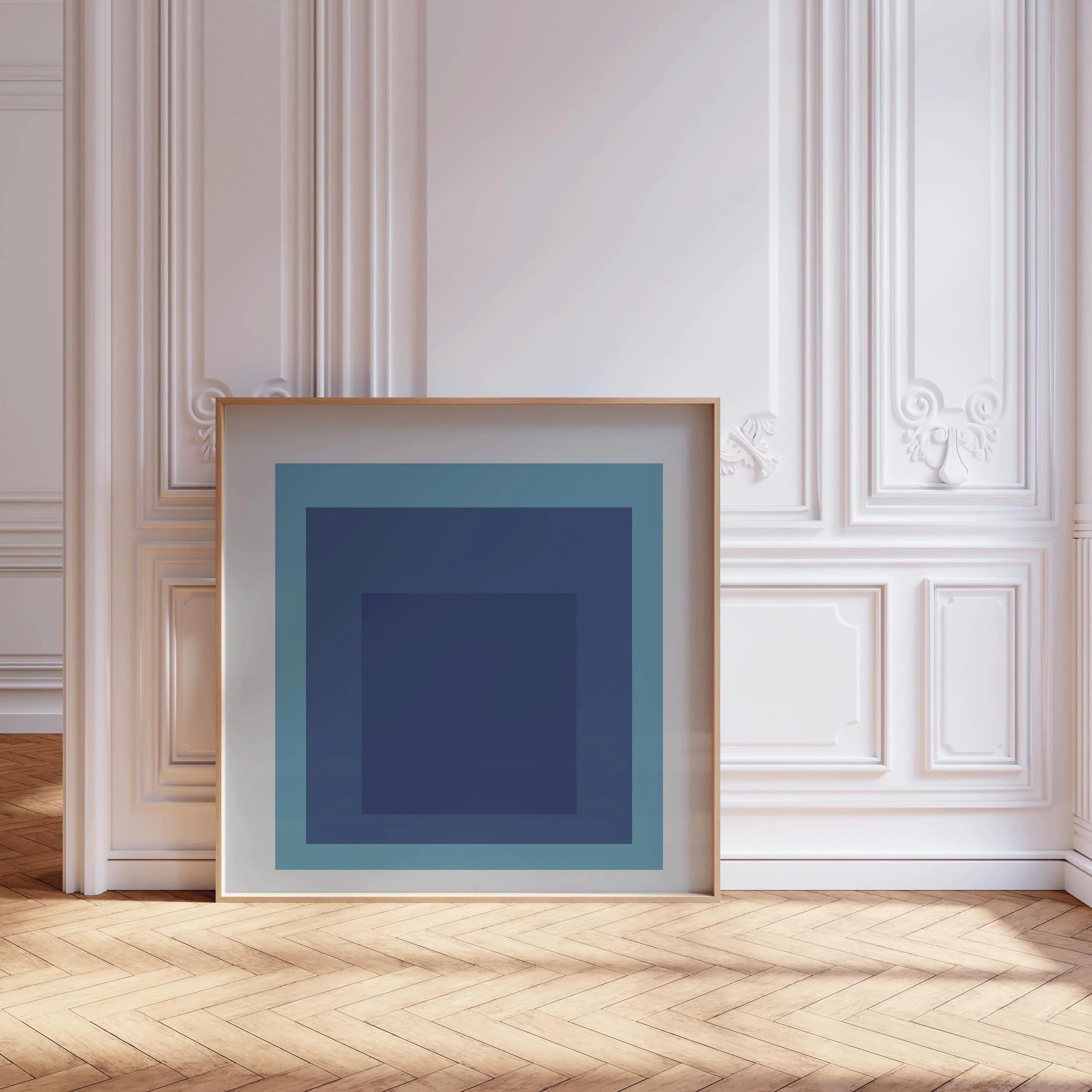 After Josef Albers - Tide (Homage to the Square) | PRINT | Mid - century Modern Art Print in Mint Blue (available framed) 1x1 - 9ArtPrints