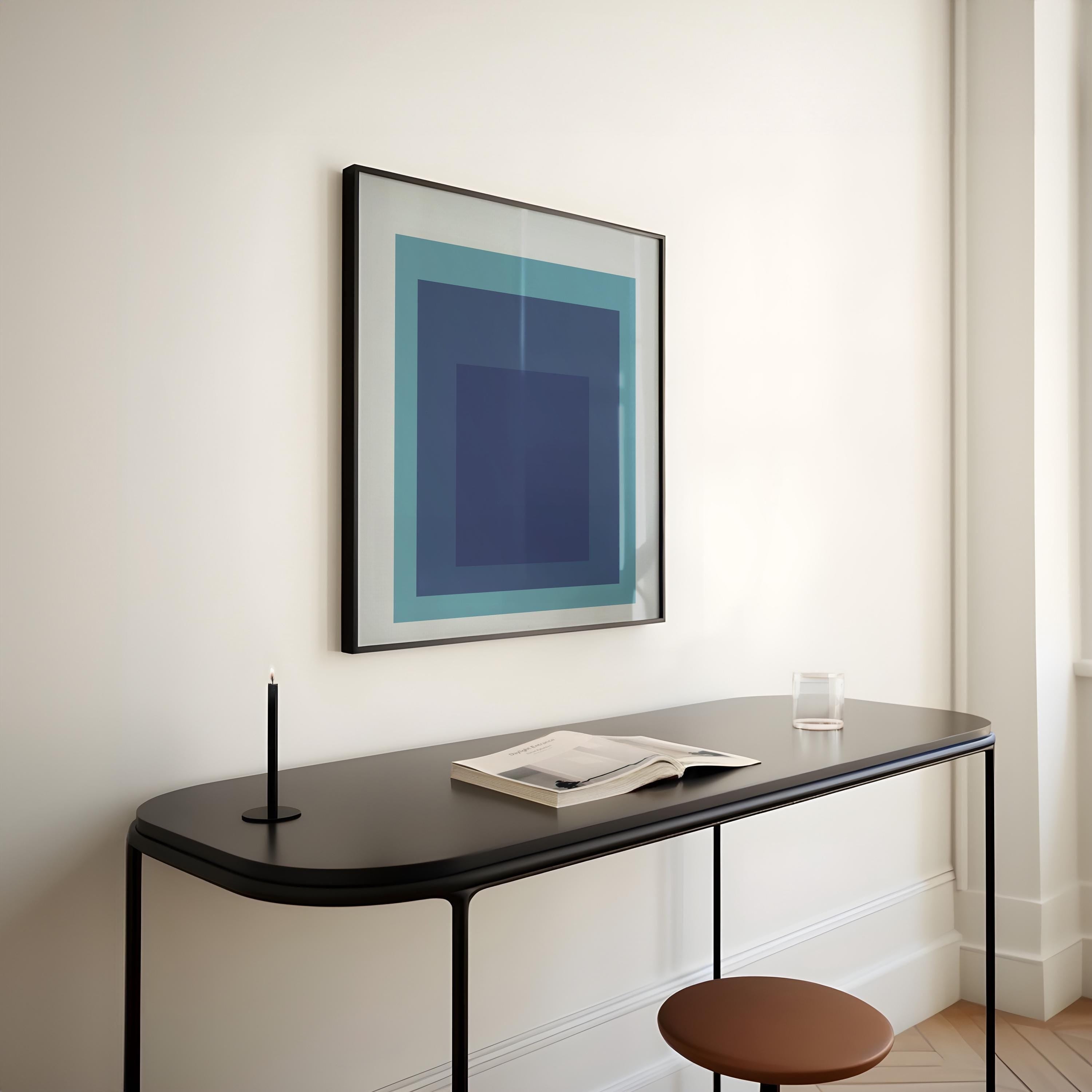After Josef Albers - Tide (Homage to the Square) | PRINT | Mid - century Modern Art Print in Mint Blue (available framed) 1x1 - 9ArtPrints