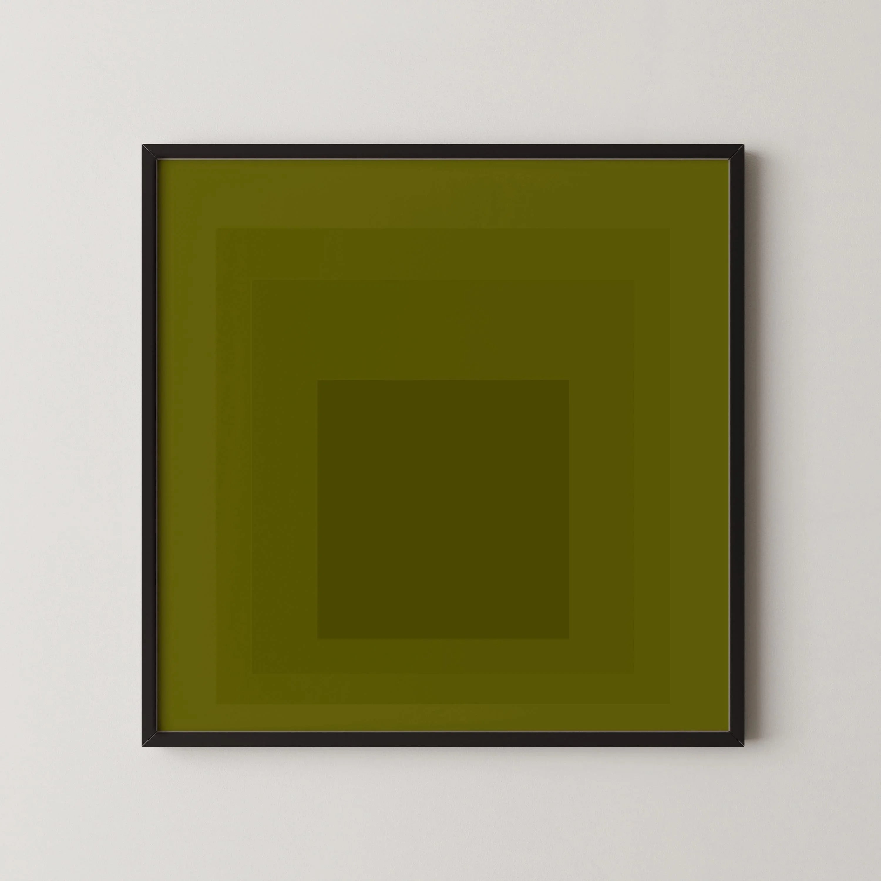 After Josef Albers - Zeytoun (Homage to the Square) PRINT | Mid - century Modern Art Print in Olive Green available framed 1x1 - 9ArtPrints