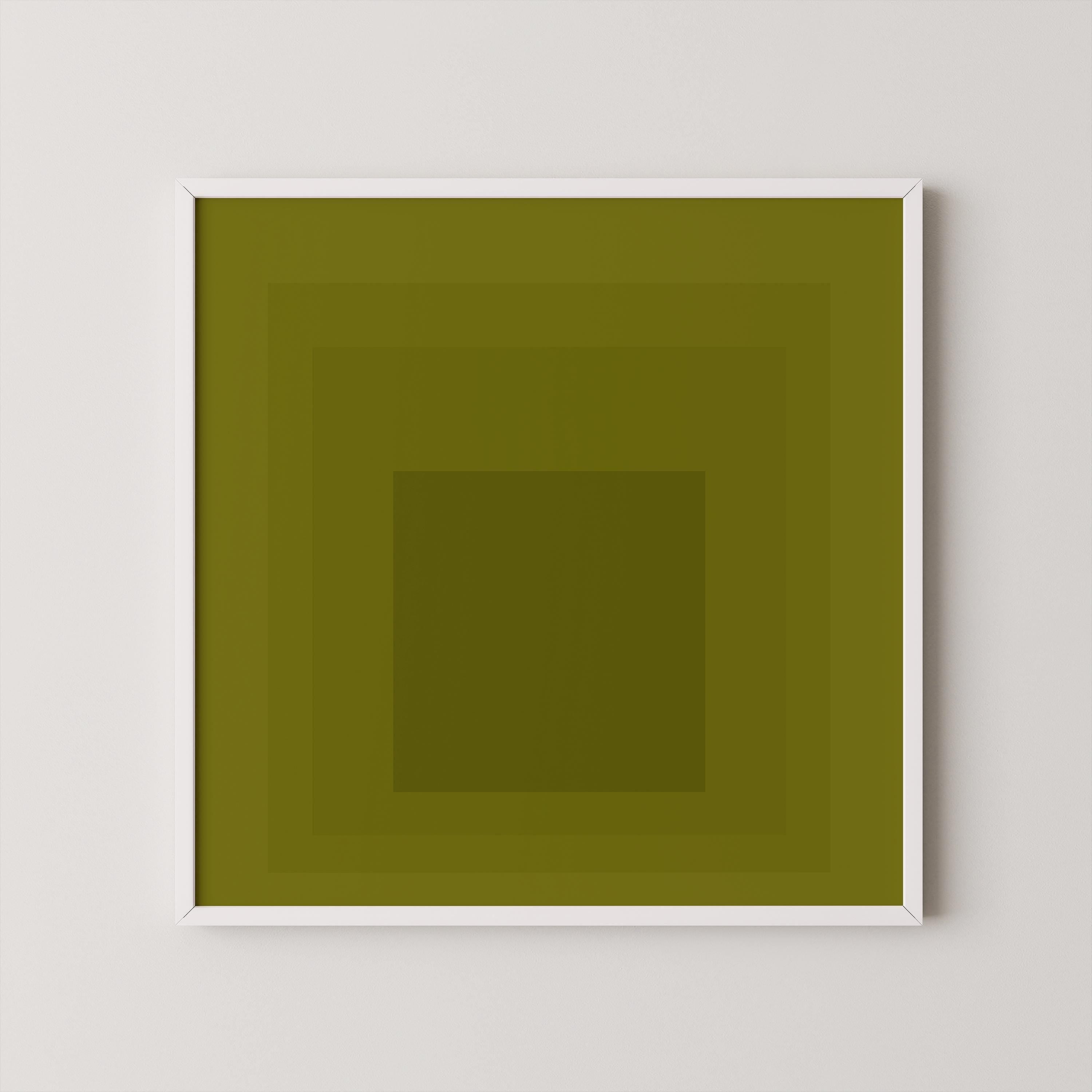 After Josef Albers - Zeytoun (Homage to the Square) PRINT | Mid - century Modern Art Print in Olive Green available framed 1x1 - 9ArtPrints
