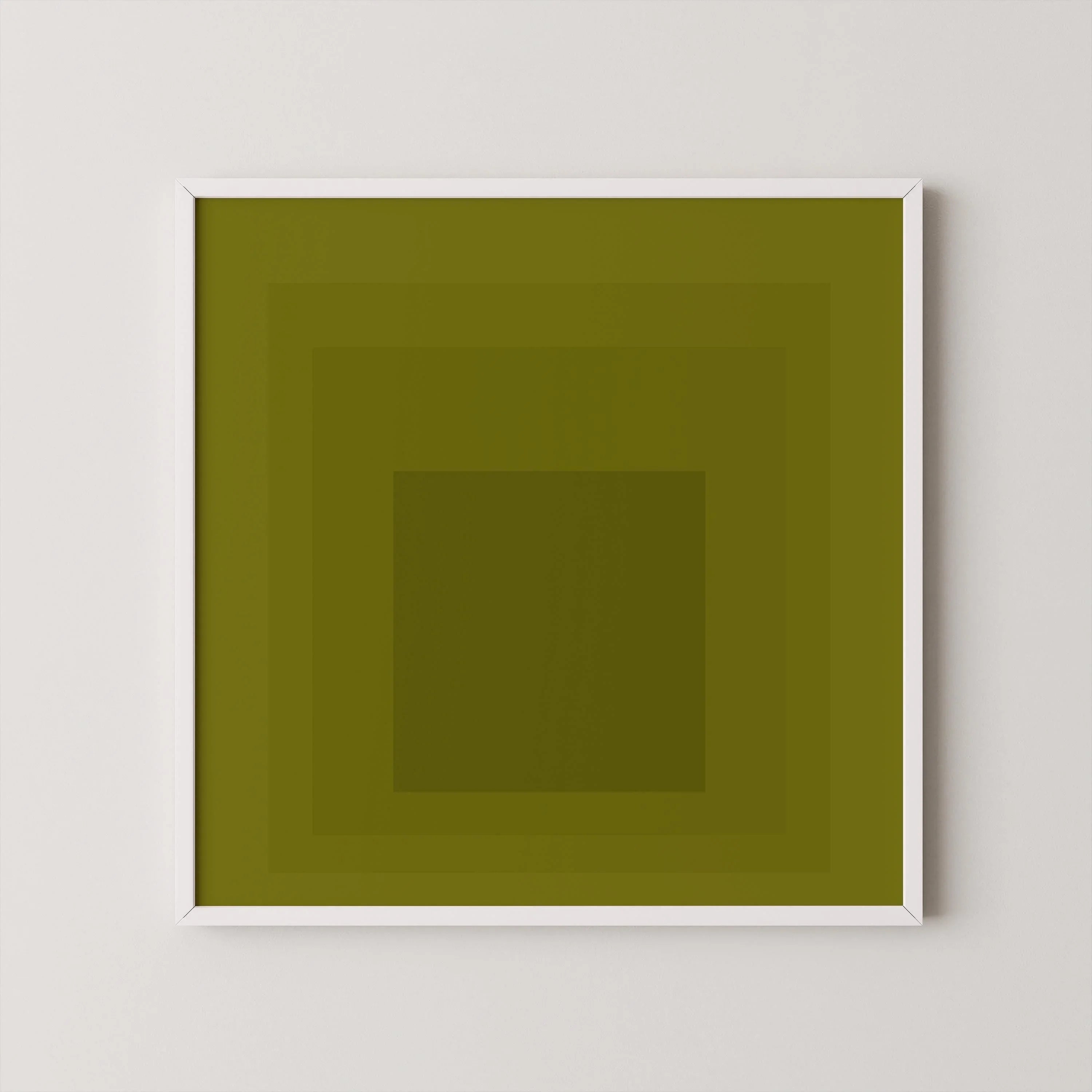 After Josef Albers - Zeytoun (Homage to the Square) PRINT | Mid - century Modern Art Print in Olive Green available framed 1x1 - 9ArtPrints