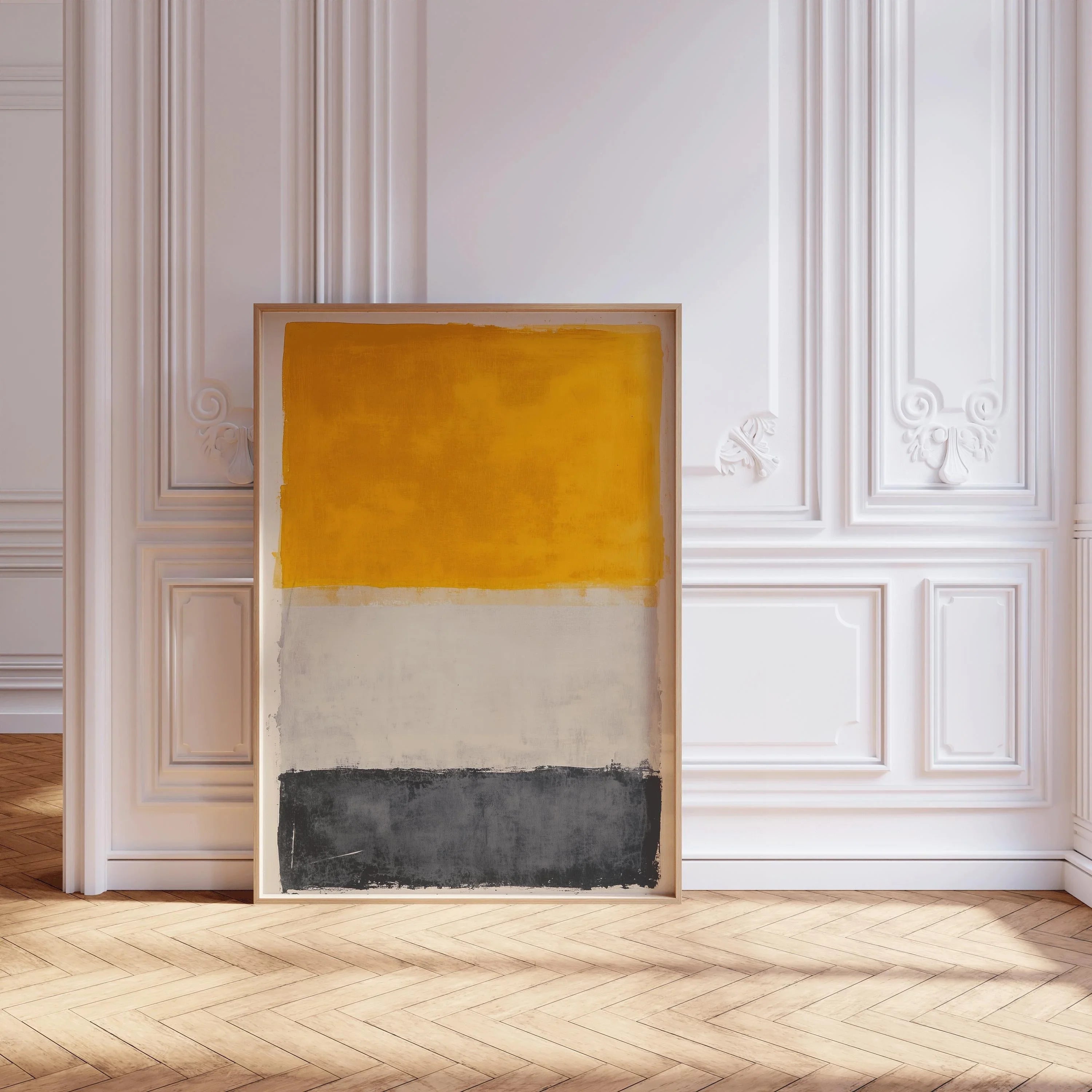 After Mark Rothko - White Yellow and Dark Grey (Colour Field: AI) | Modern Abstract Art