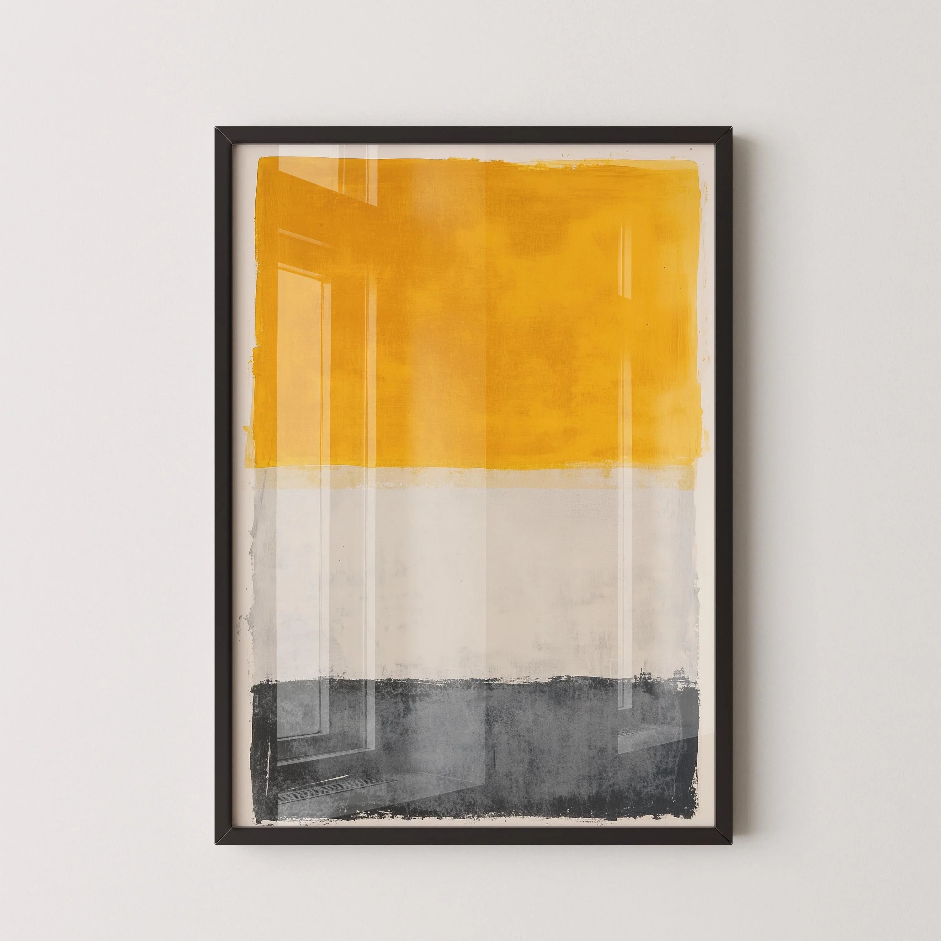 After Mark Rothko - White Yellow and Dark Grey (Colour Field: AI) | Modern Abstract Art