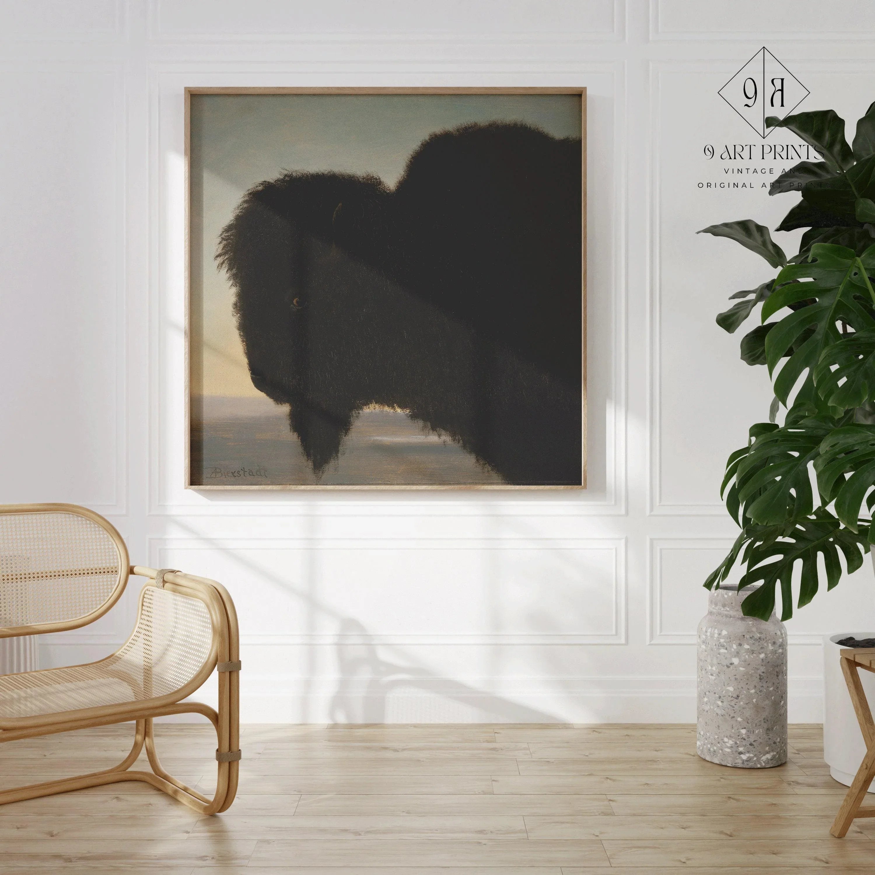 Albert Bierstadt - Buffalo | Famous Vintage Painting (available handframed or unframed) 1x1 - 9ArtPrints