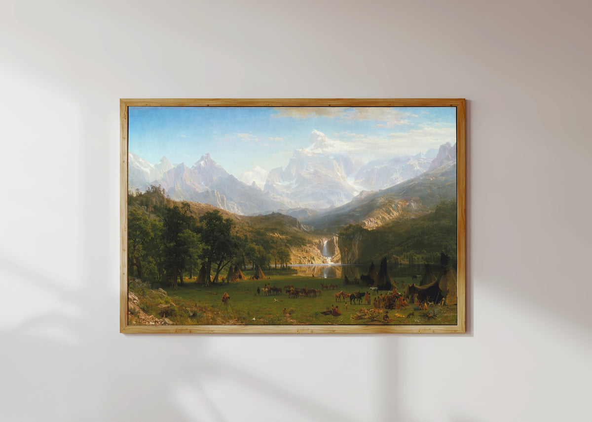 Albert Bierstadt — The Rocky Mountains, Lander's Peak, framed on a living-room wall