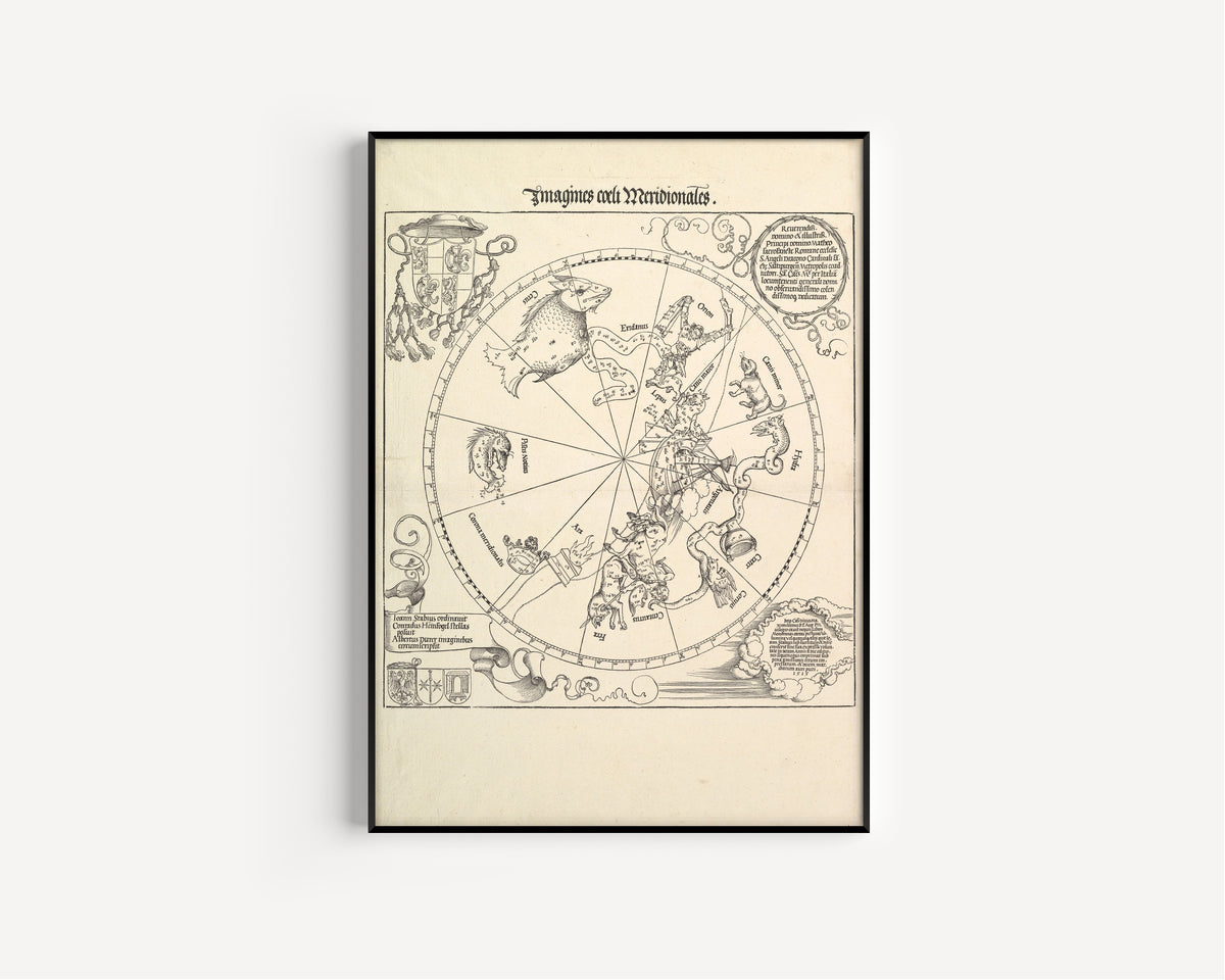 Albrecht Dürer — The Celestial Globe-Southern Hemisphere | Woodcut Print