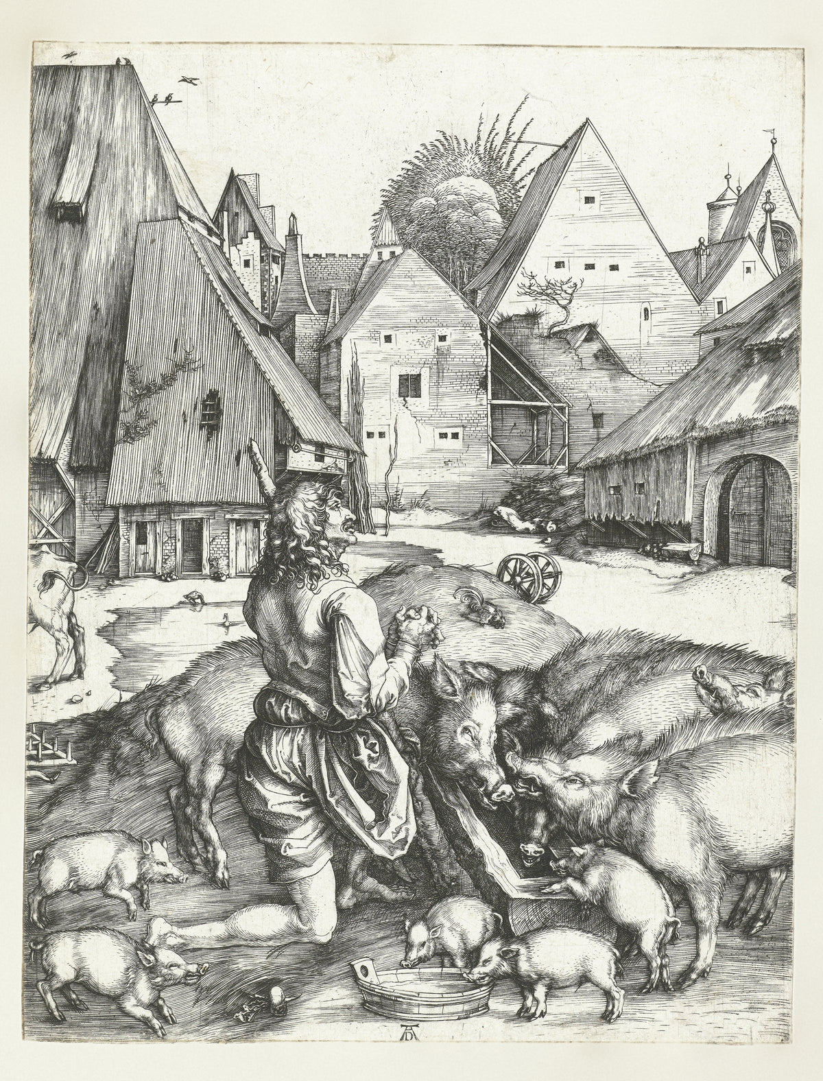 Albrecht Dürer — The Prodigal Son Amid the Swine | Engraving Print