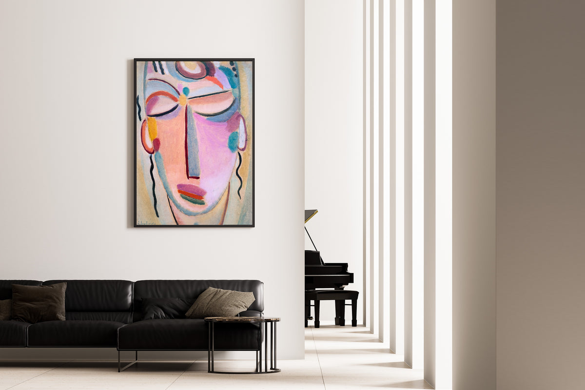 Mystical Head: Meditation by Alexej von Jawlensky — framed on the wall of a minimal living room