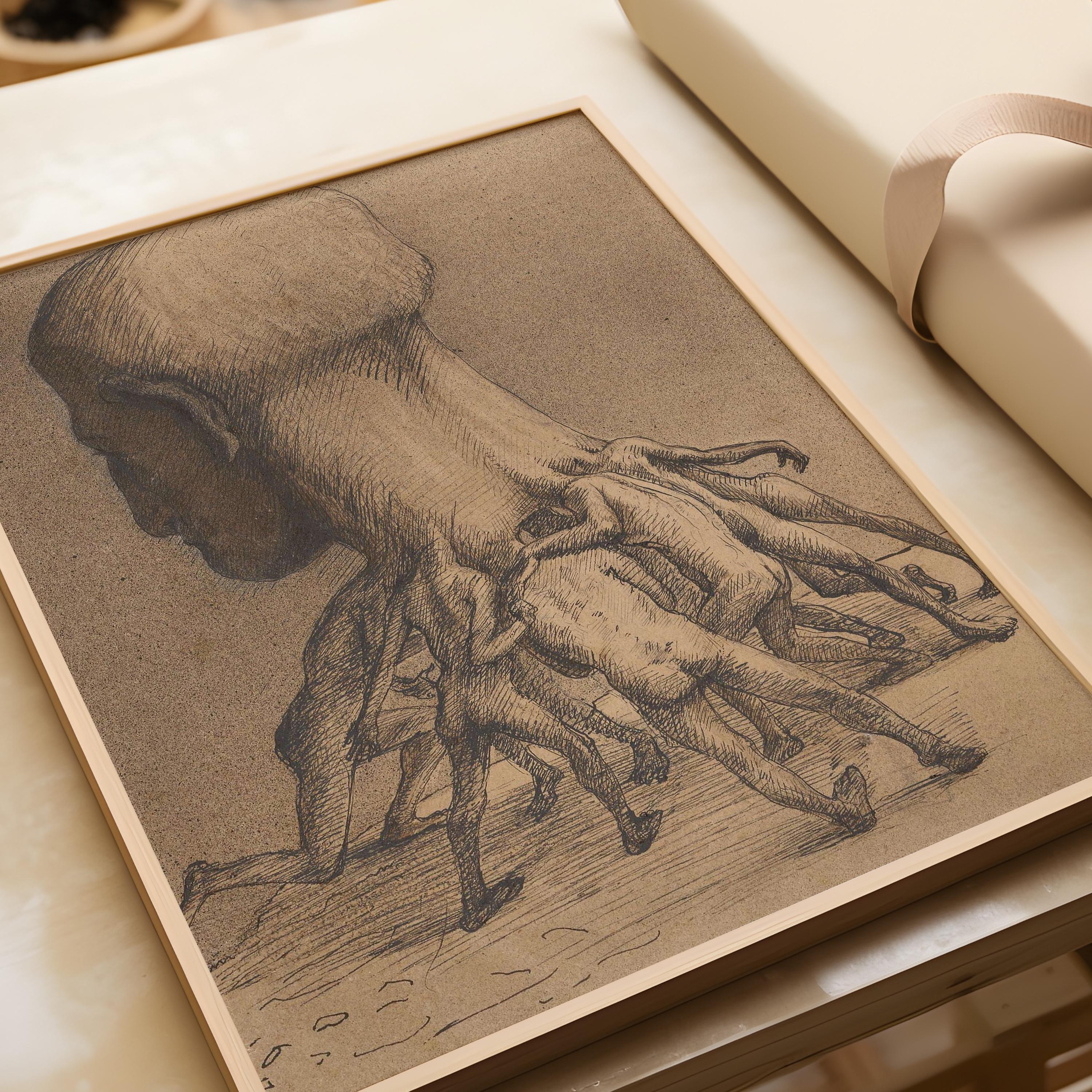 Alfred Kubin - The Great Head | Symbolist Artwork | Vintage Neutral Sketch Art available framed or unframed - 9ArtPrints