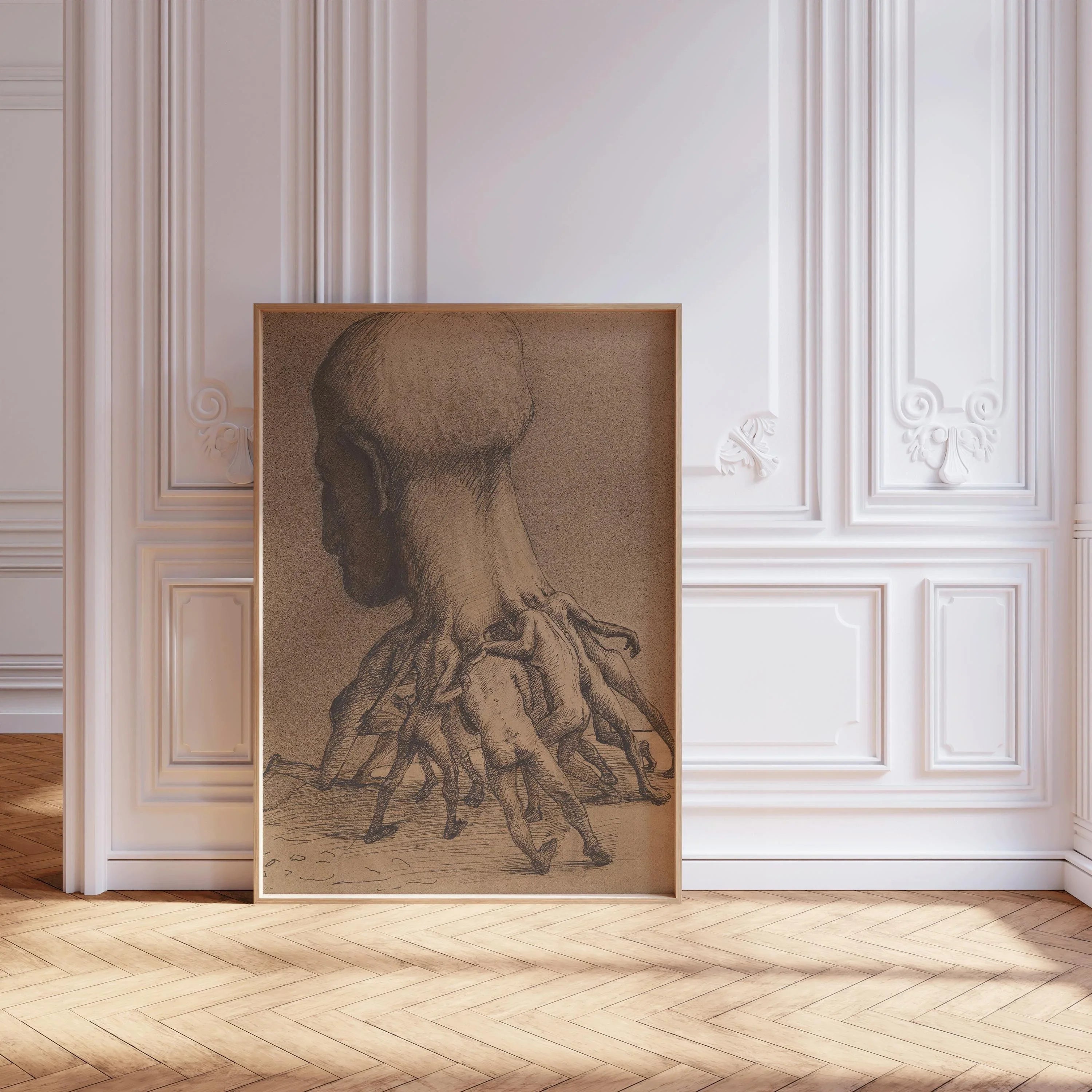 Alfred Kubin - The Great Head | Symbolist Artwork | Vintage Neutral Sketch Art available framed or unframed - 9ArtPrints