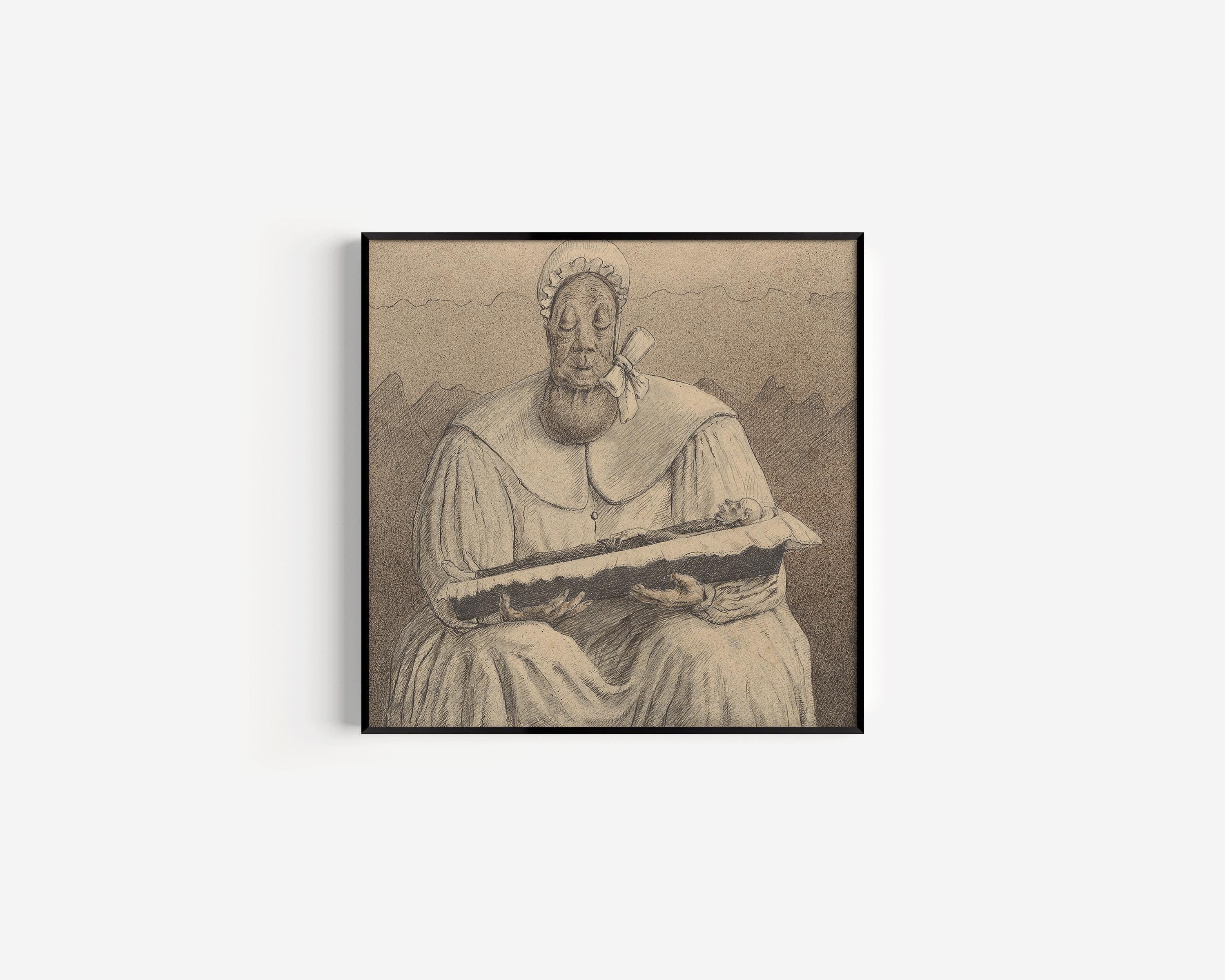 Alfred Kubin - The Last Wet Nurse | Famous Surreal Symbolist Monochrome Sketch Art (available handframed or unframed) 1x1 - 9ArtPrints