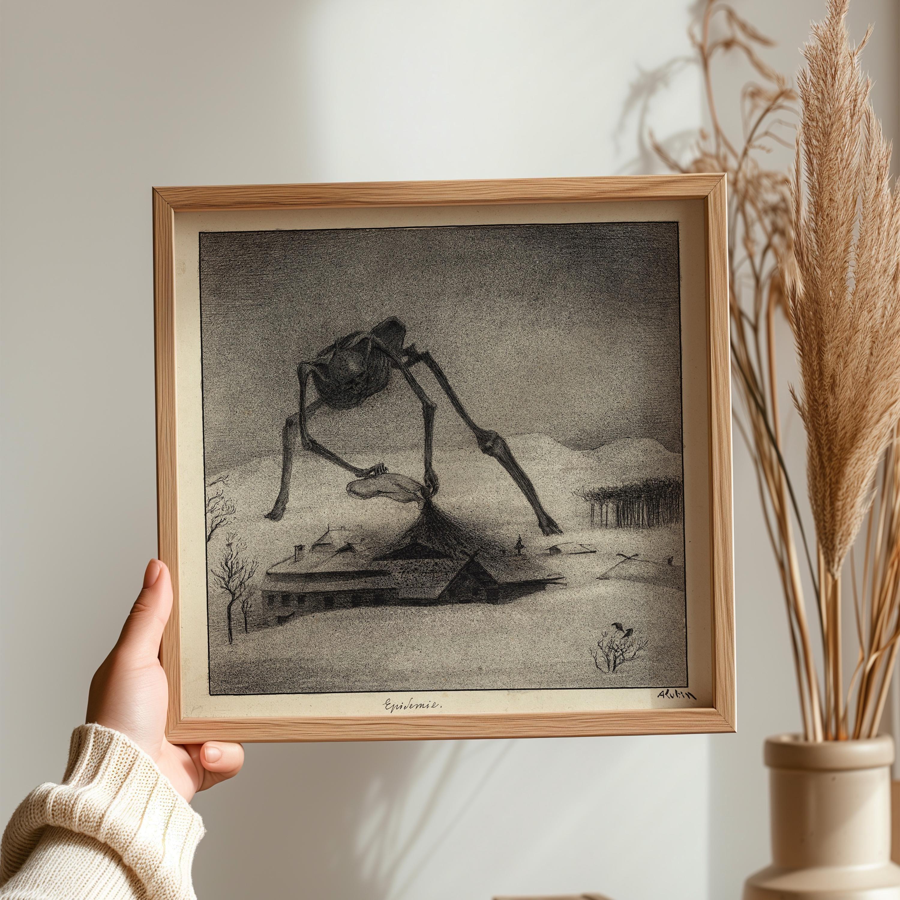 Alfred Kubin - The Plague | Famous Surreal Symbolist Monochrome Sketch Art (available handframed or unframed) 1x1 - 9ArtPrints