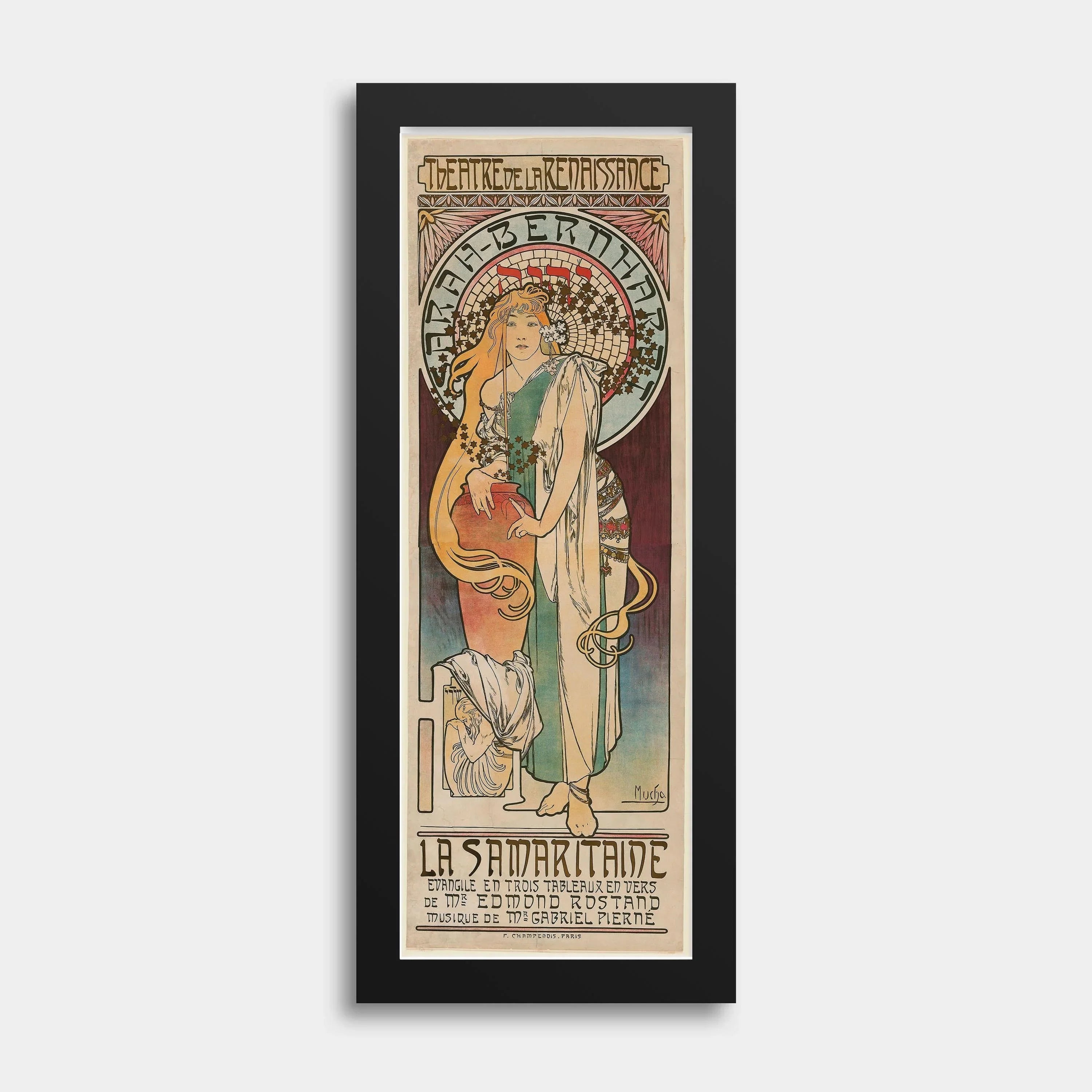 Alphonse Mucha - La Samaritaine | A Stunning Vintage Theatre Poster in Super Tall Frame (available handframed or unframed) 3x1 - 9ArtPrints