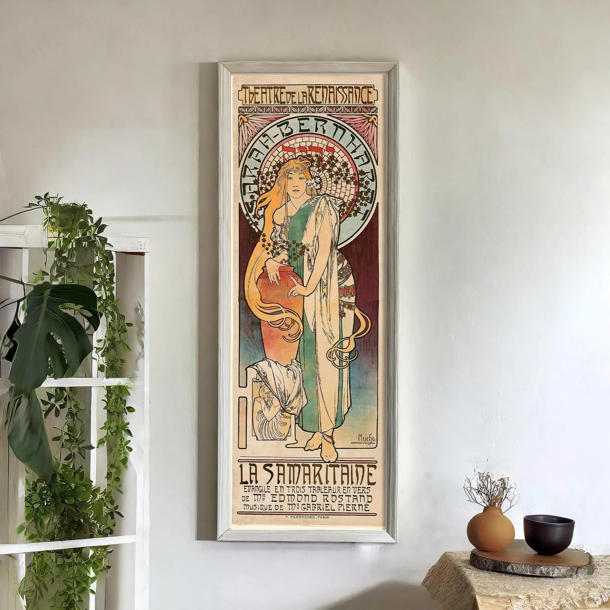 Alphonse Mucha - La Samaritaine | A Stunning Vintage Theatre Poster in Super Tall Frame (available handframed or unframed) 3x1 - 9ArtPrints