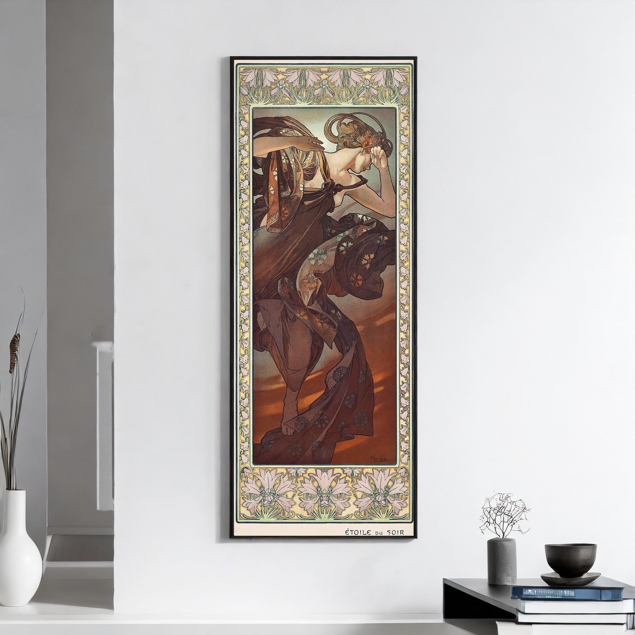 Alphonse Mucha - L'Etoile du Soir (Evening Star) | An Incredible Vintage Poster in Super Tall Frame (available handframed or unframed) 3x1 - 9ArtPrints