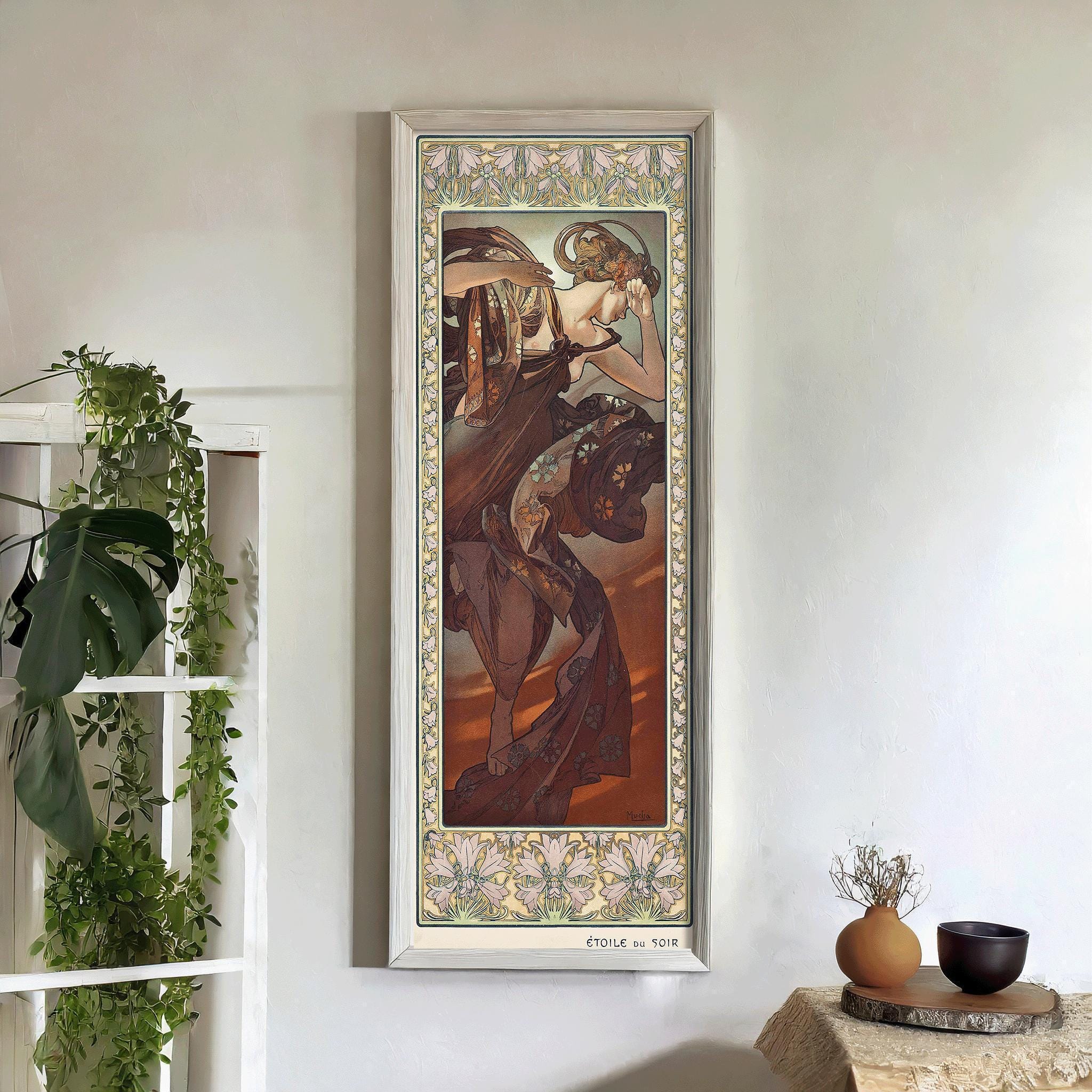 Alphonse Mucha - L'Etoile du Soir (Evening Star) | An Incredible Vintage Poster in Super Tall Frame (available handframed or unframed) 3x1 - 9ArtPrints