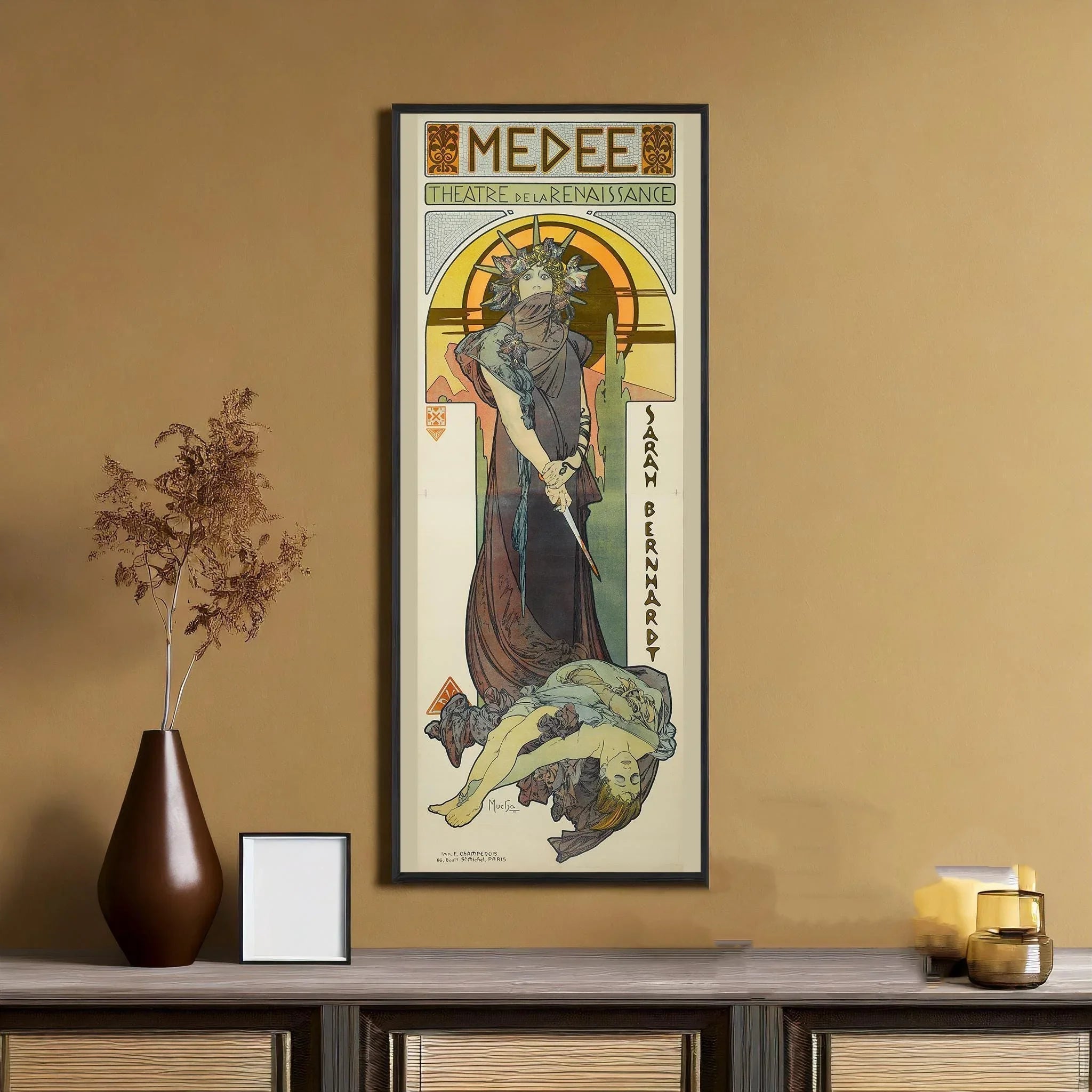 Alphonse Mucha Medee Vintage Theatre Poster: Framed Art Nouveau Print - 9ArtPrints
