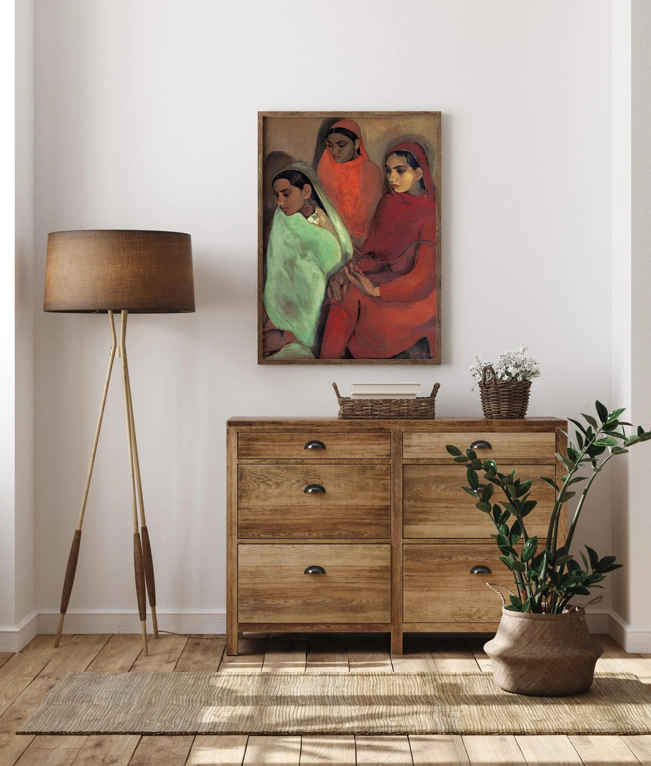 Amrita Sher Gil - Group of Girls | Indian Artist Female Portrait (available handframed or unframed) - 9ArtPrints