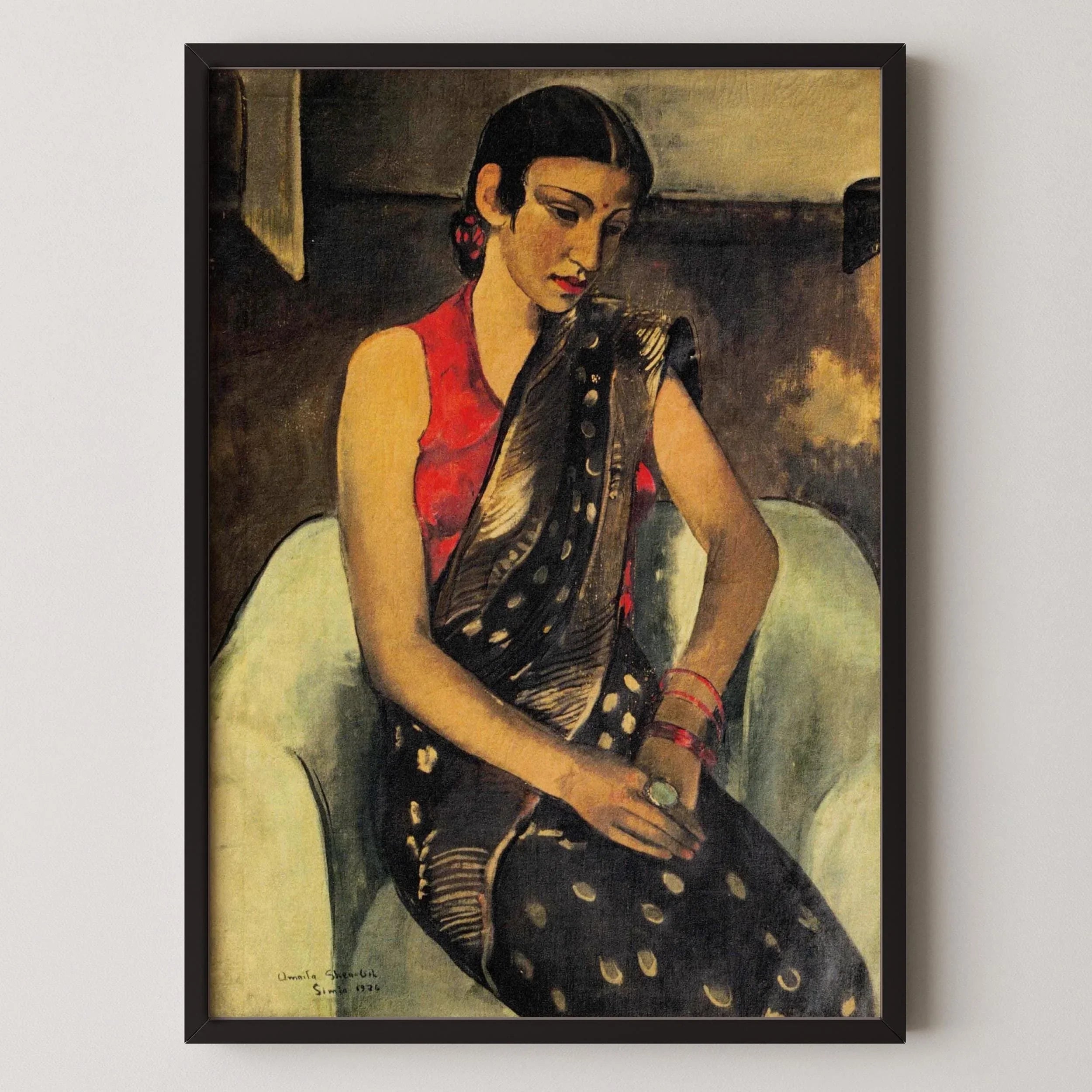 Amrita Sher - Gil Print: Portrait of my Sister 2 - Indian Female Portrait Art, Giclée Fine Art - 9ArtPrints