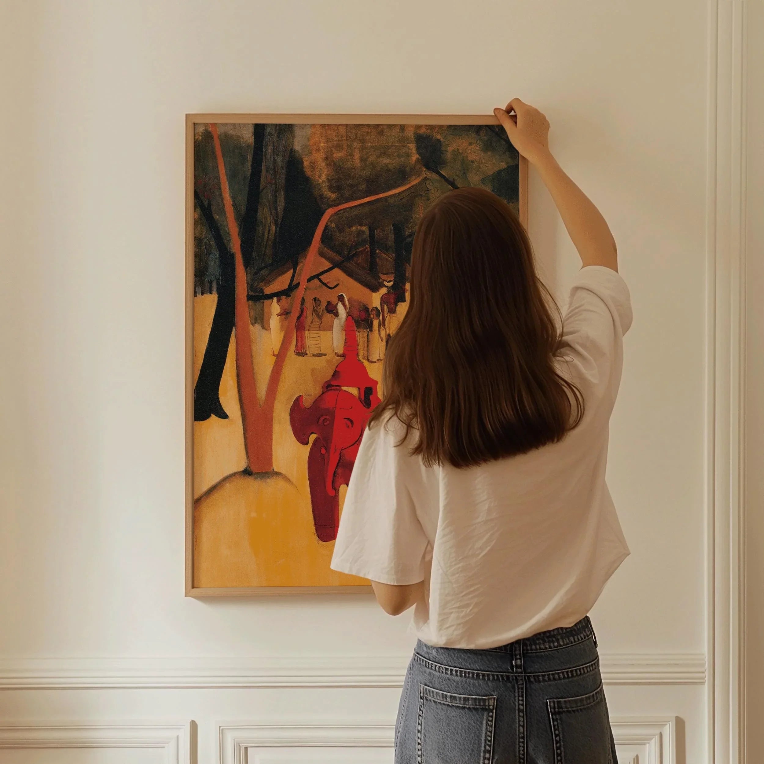 Amrita Sher Gil - Red Clay Elephant | Indian Artist Female Portrait (available handframed or unframed) - 9ArtPrints