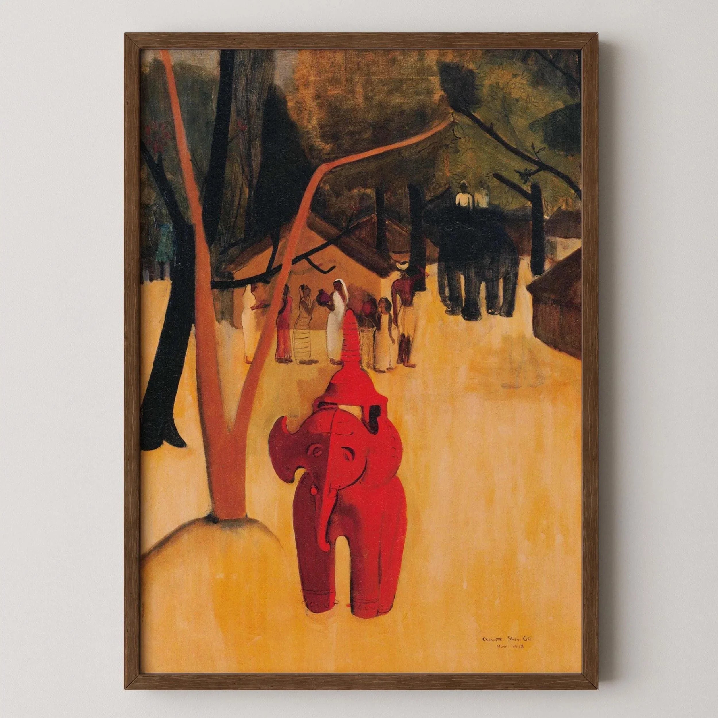 Amrita Sher Gil - Red Clay Elephant | Indian Artist Female Portrait (available handframed or unframed) - 9ArtPrints