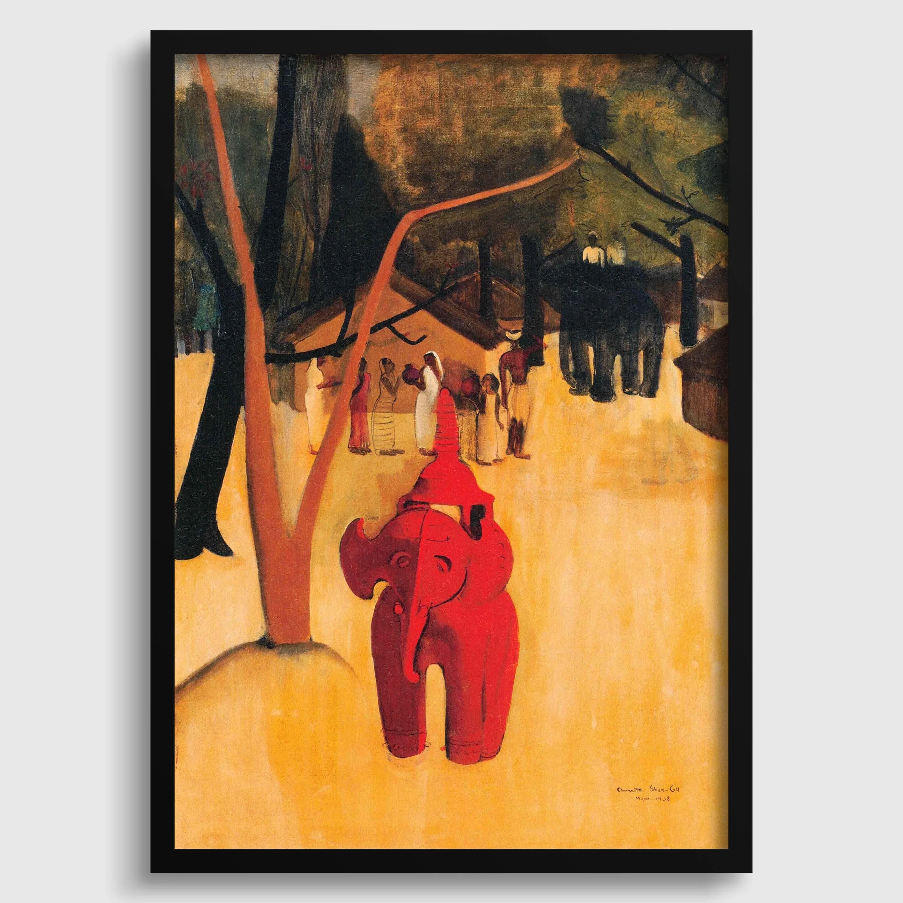 Amrita Sher Gil - Red Clay Elephant | Indian Artist Female Portrait (available handframed or unframed) - 9ArtPrints