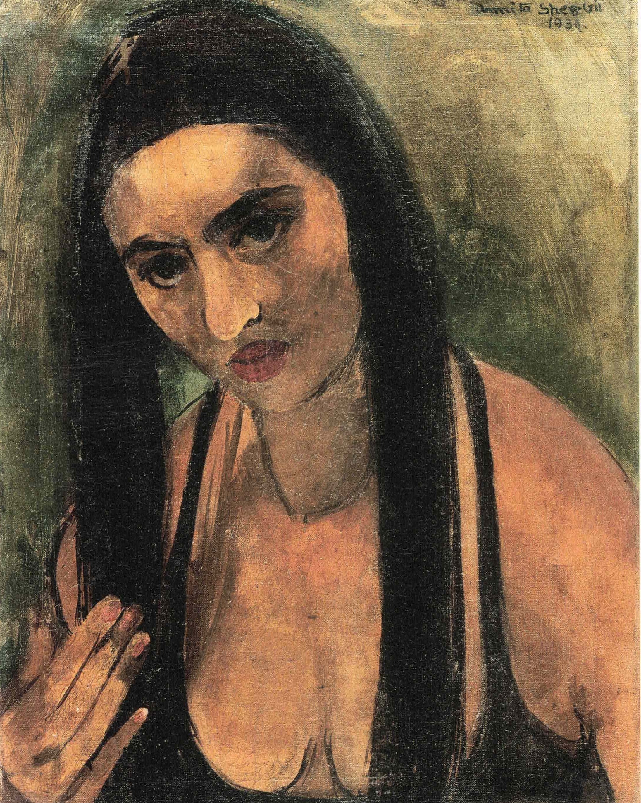 Amrita Sher-Gil — Self-Portrait with Long Hair | Fine Art Giclée Print - 9ArtPrints