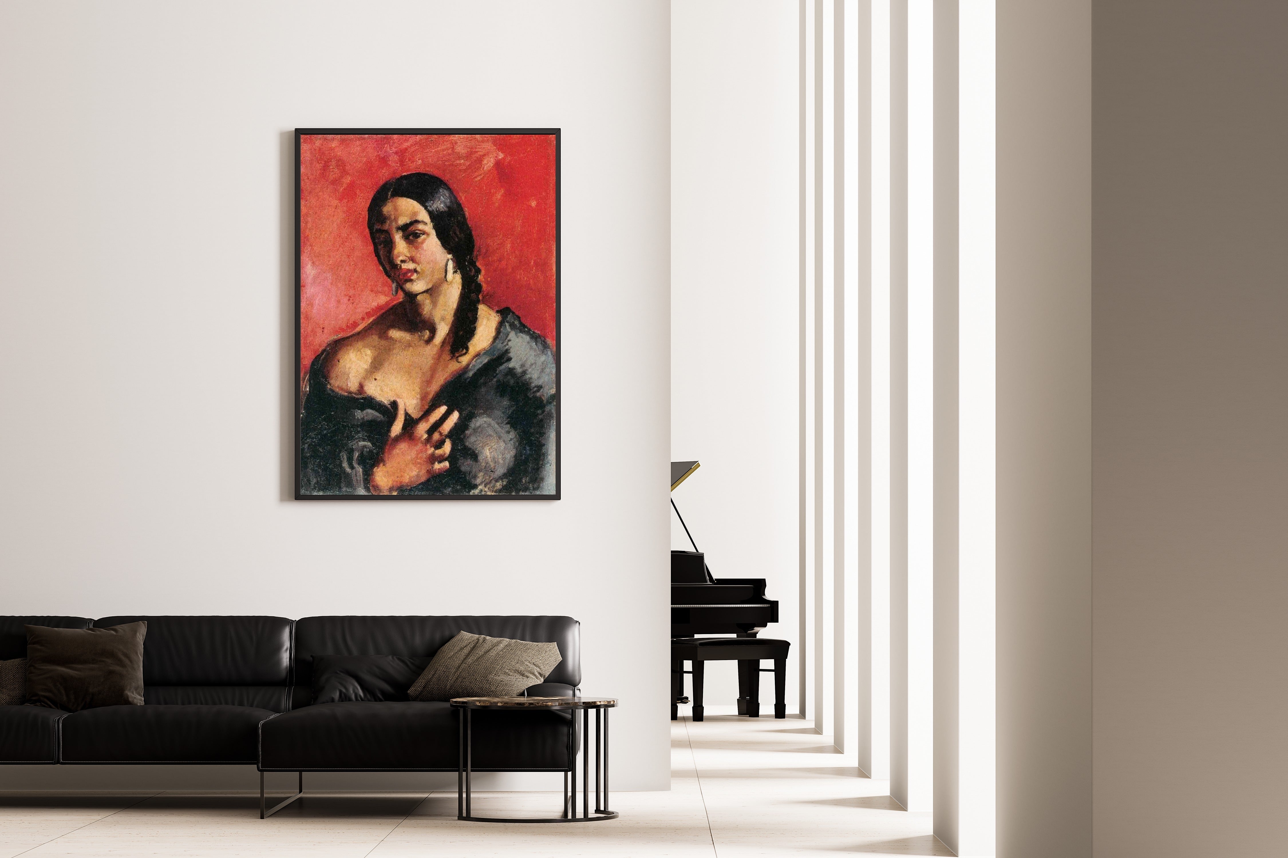 Amrita Sher-Gil — Self-Portrait with Red Background | Fine Art Giclée Print - 9ArtPrints