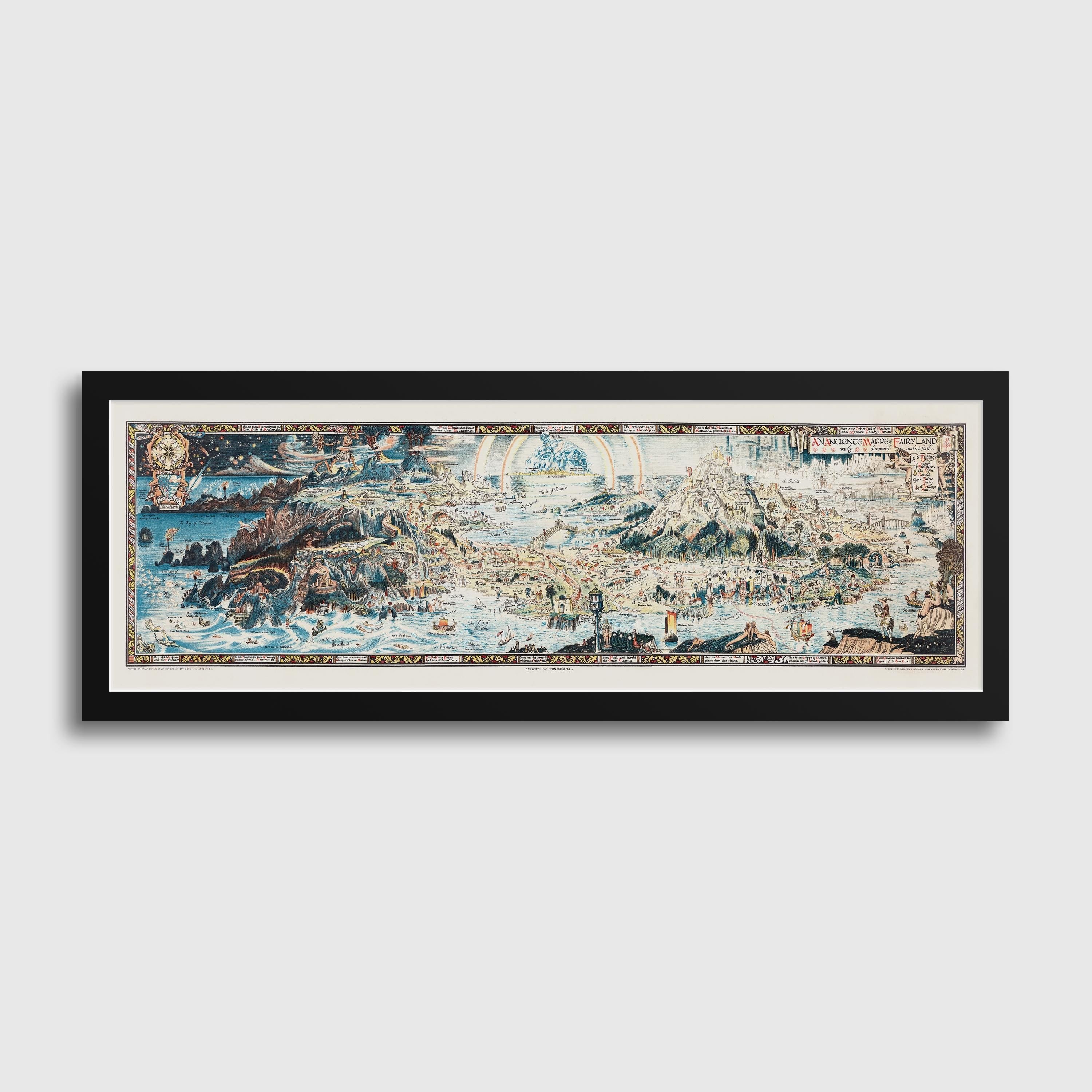 An Ancient Map of Fairyland | An Astonishingly Detailed Vintage Fairytale Map in Wide format | Kid's Room available framed or unframed 3x1 - 9ArtPrints