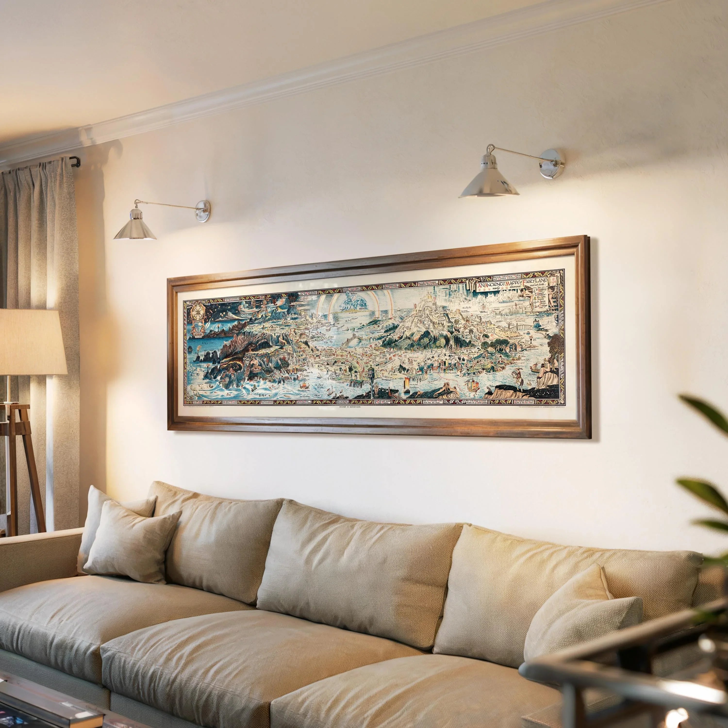 An Ancient Map of Fairyland | An Astonishingly Detailed Vintage Fairytale Map in Wide format | Kid's Room available framed or unframed 3x1 - 9ArtPrints