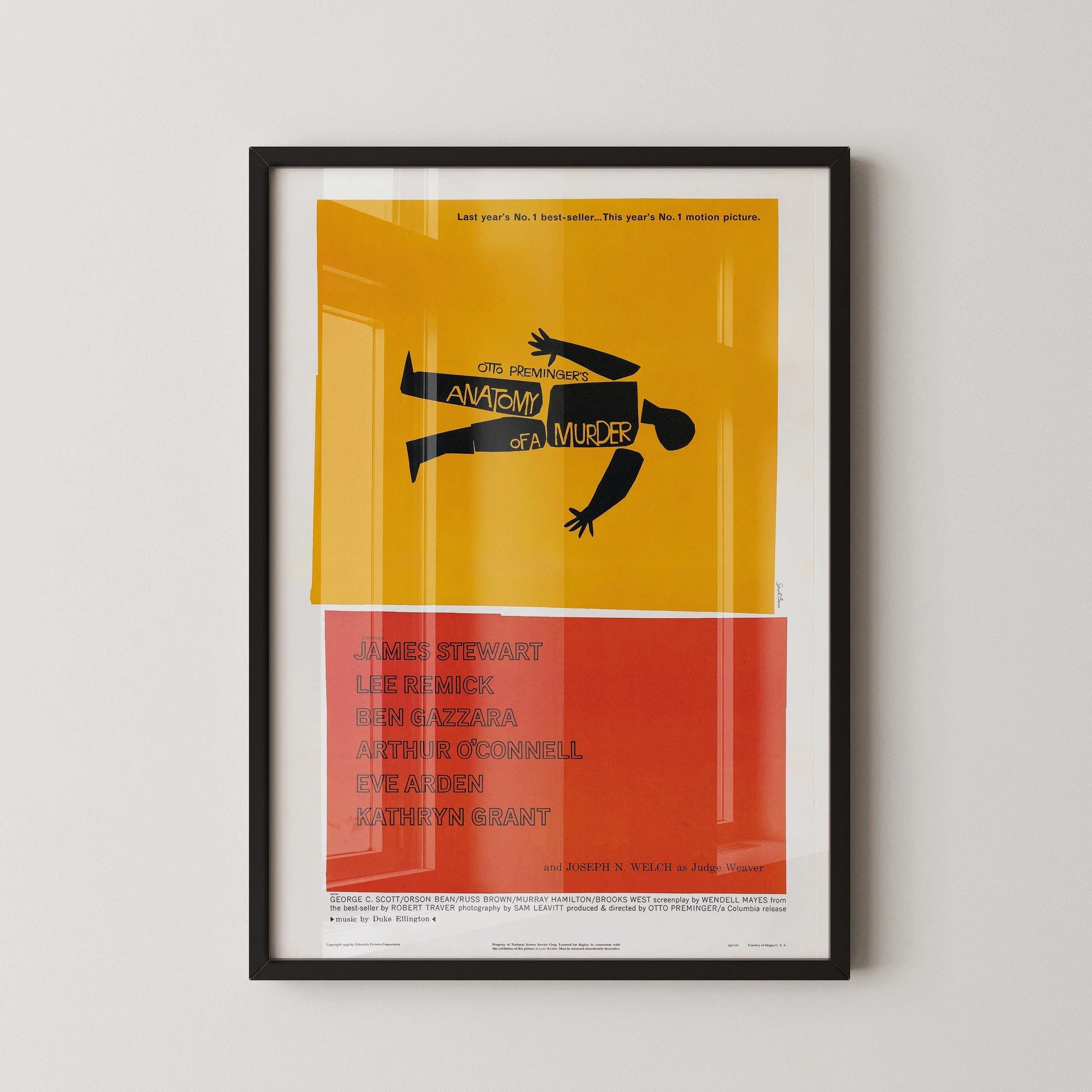Anatomy of a Murder - Alfred Hitchcock | Classic, Vintage Minimalist Movie Poster Designed by Saul Blass (available framed or unframed) - 9ArtPrints