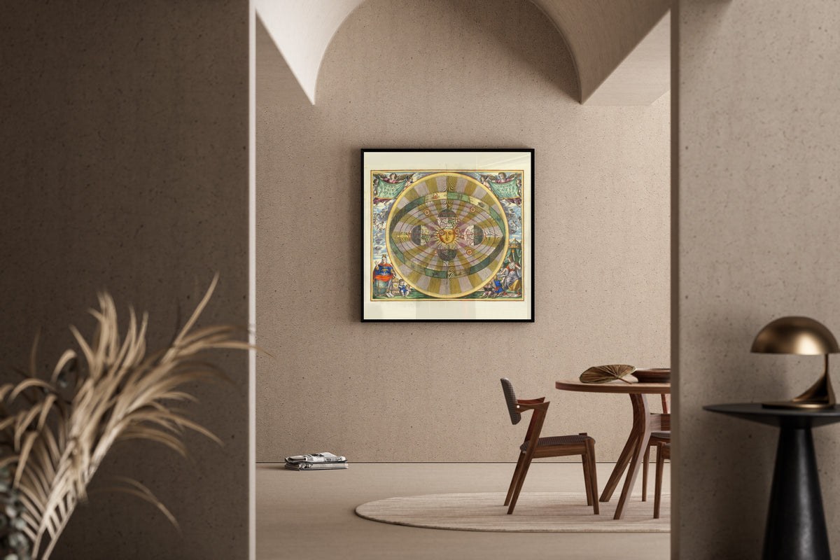 Andreas Cellarius — A Scenographic View of the Copernican System (Plate 5, Olive Colouring) | Celestial Map Print - 9ArtPrints