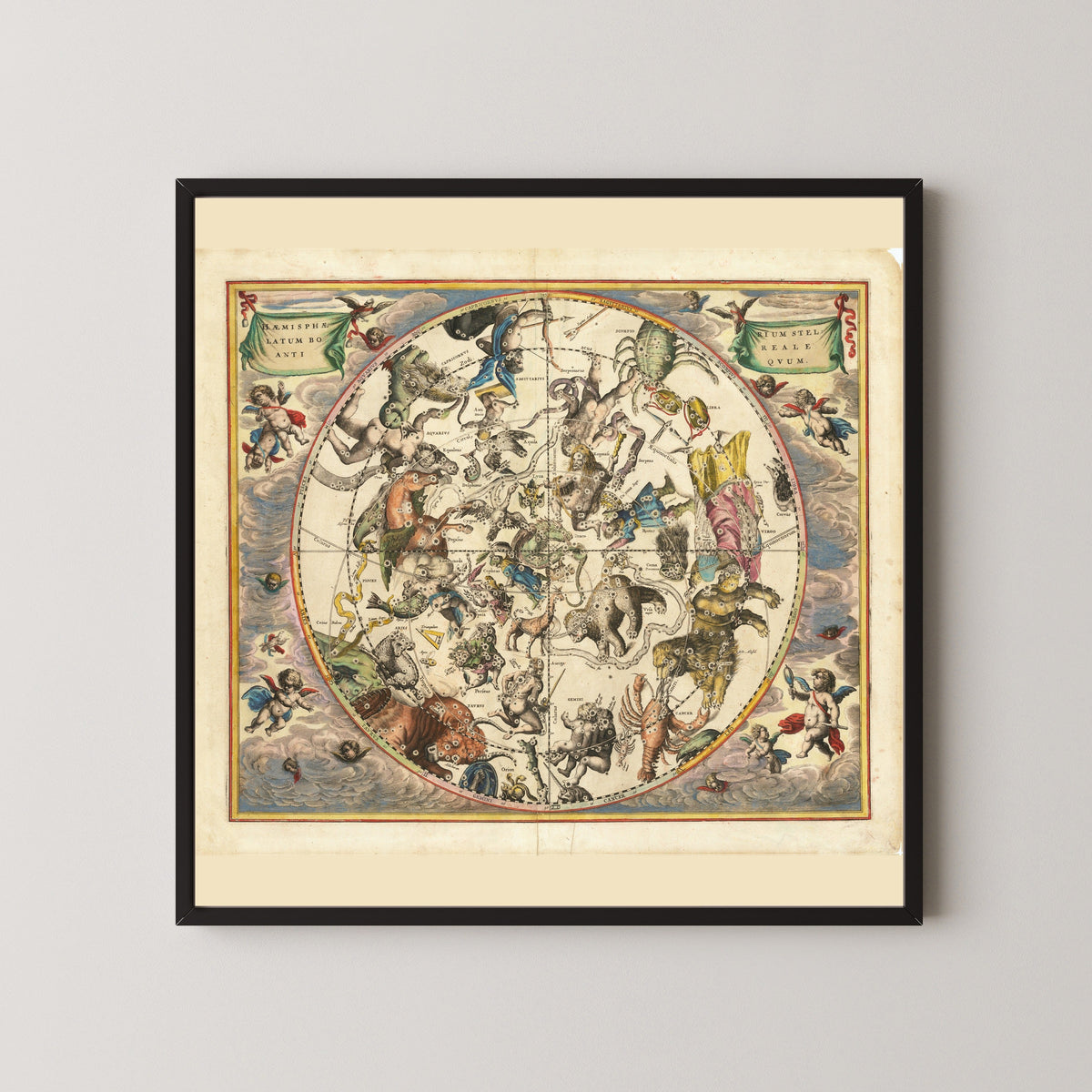 Andreas Cellarius — The Ancient Northern Starry Hemisphere (Plate 24, Green Colouring) | Celestial Map Print - 9ArtPrints