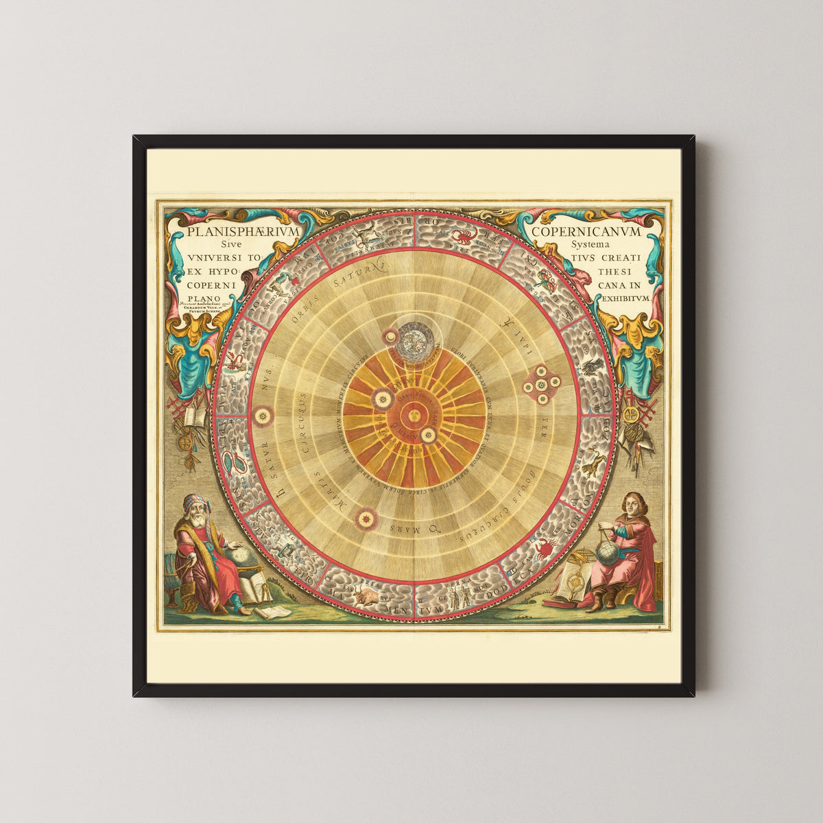 Andreas Cellarius — The Copernican Planisphere (Plate 4, Teal Colouring) | Celestial Map Print - 9ArtPrints