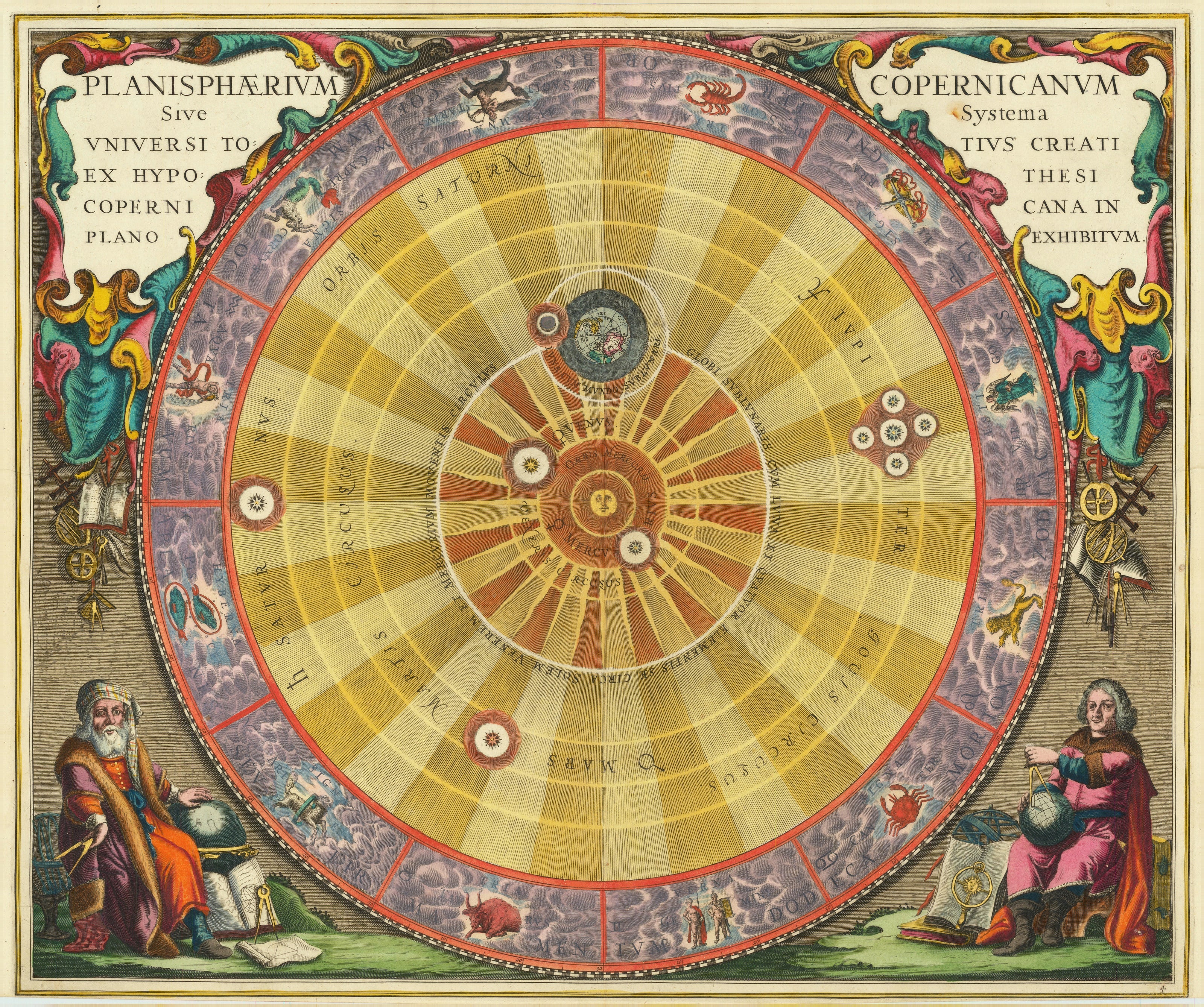 Andreas Cellarius — The Copernican Planisphere (Plate 4, Violet Colouring) | Celestial Map Print - 9ArtPrints