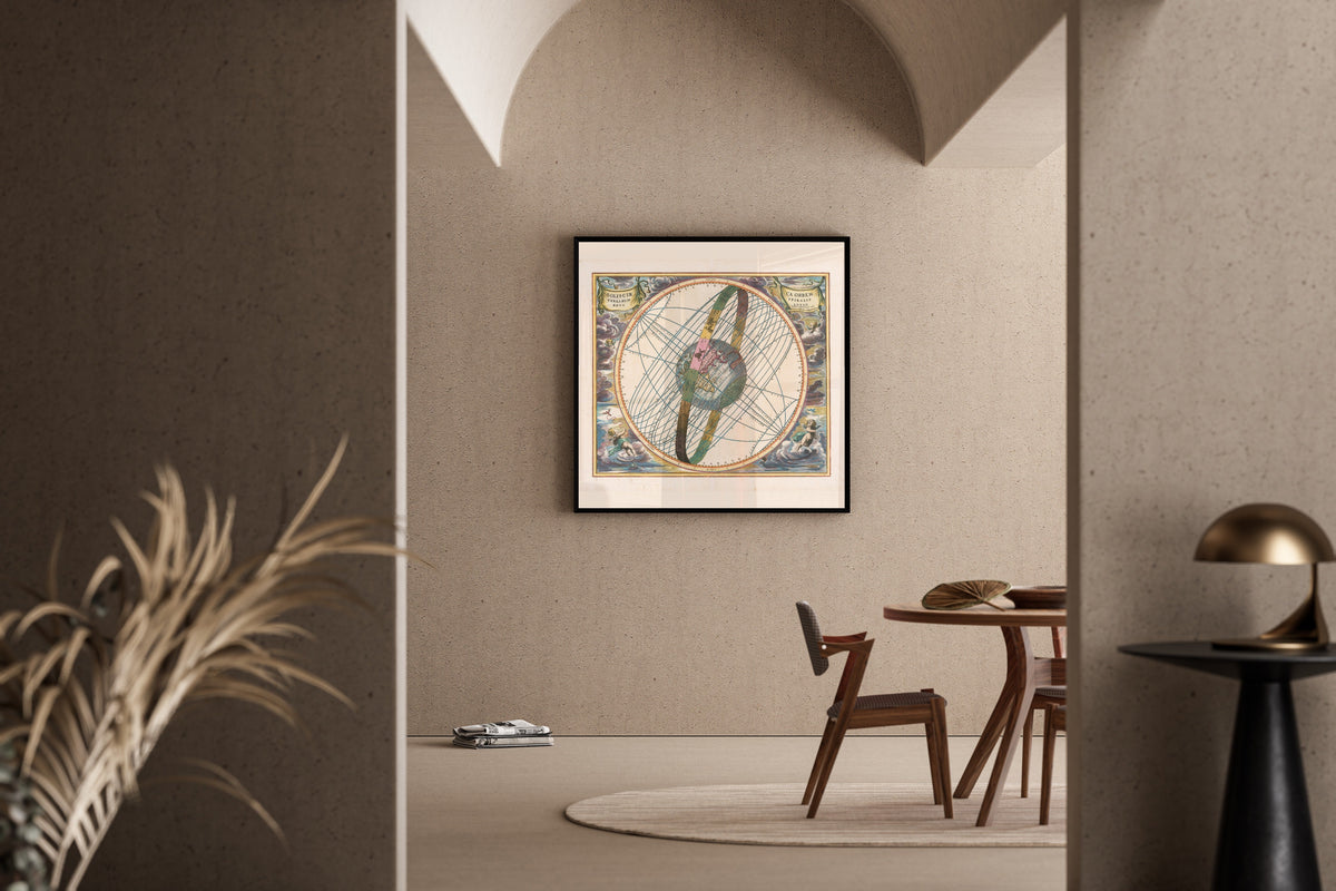 Andreas Cellarius — The Spiral Revolution of the Sun about the Earth (Plate 17) | Celestial Map Print - 9ArtPrints