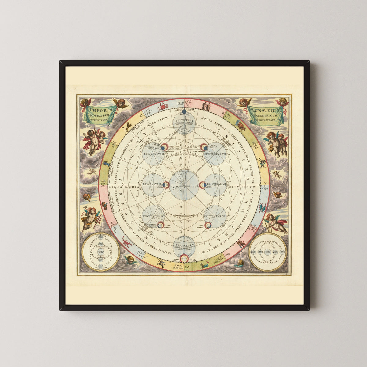 Andreas Cellarius — The Theory of the Moon (Plate 18) | Celestial Map Print - 9ArtPrints