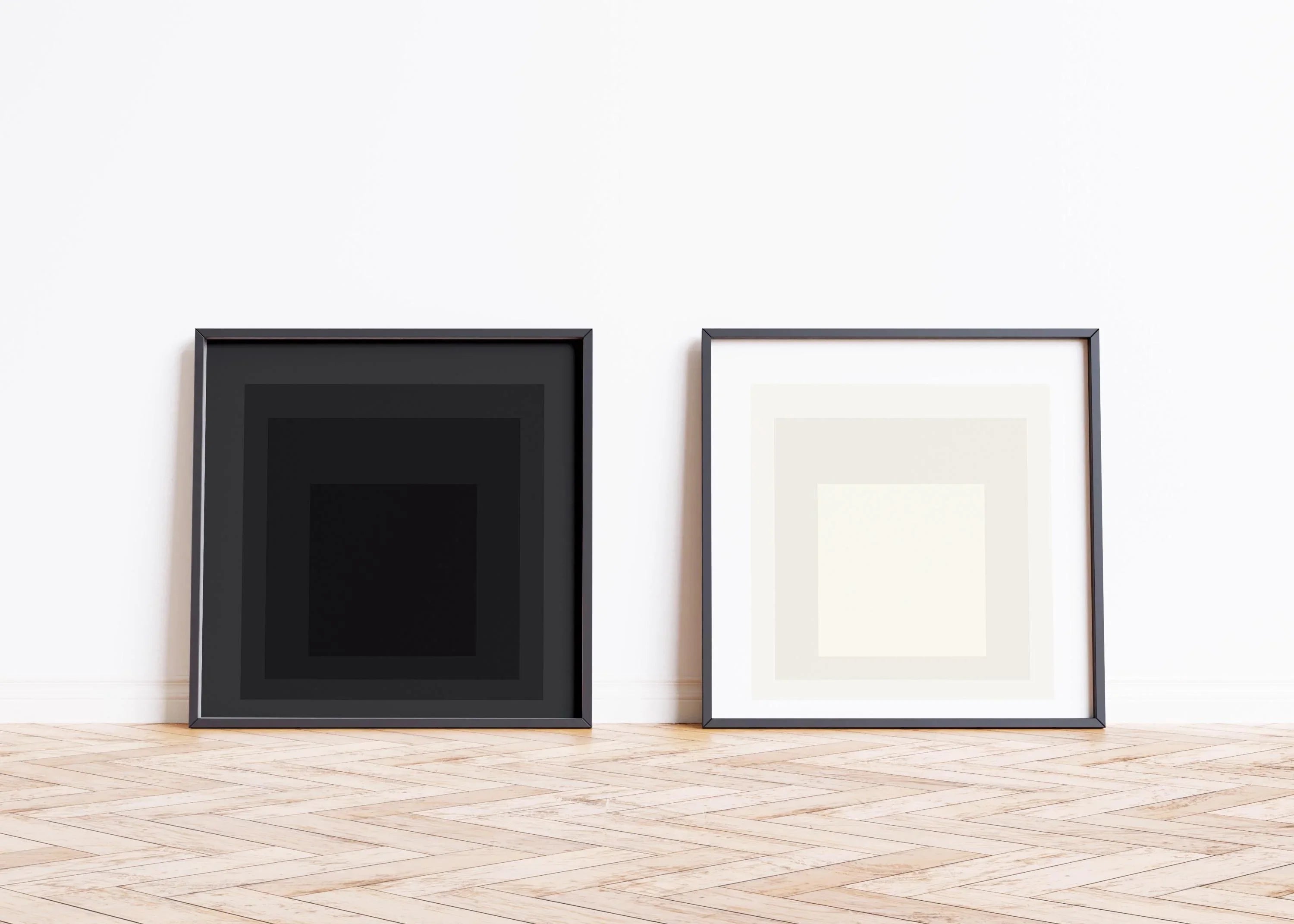 Angel and Devil - STATEMENT DUO Josef Albers Inspired| (Homage to the Square) Vintage Mid - century Art available framed 1x1 - 9ArtPrints
