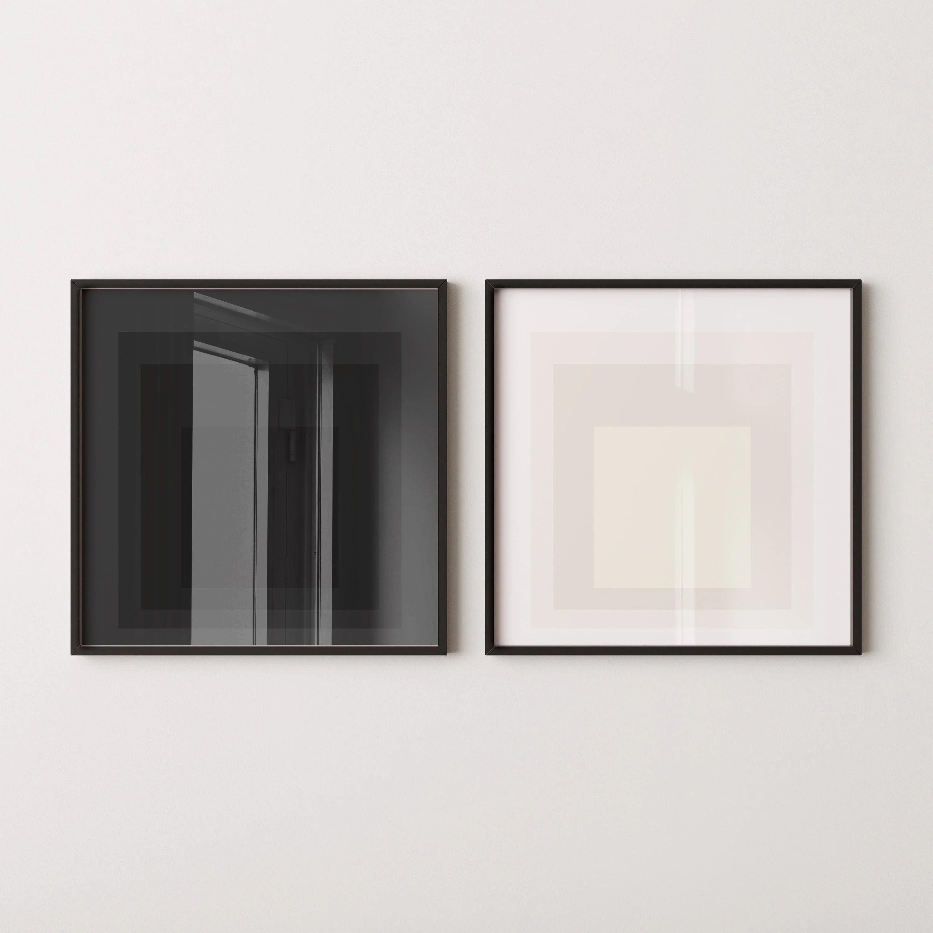 Angel and Devil - STATEMENT DUO Josef Albers Inspired| (Homage to the Square) Vintage Mid - century Art available framed 1x1 - 9ArtPrints