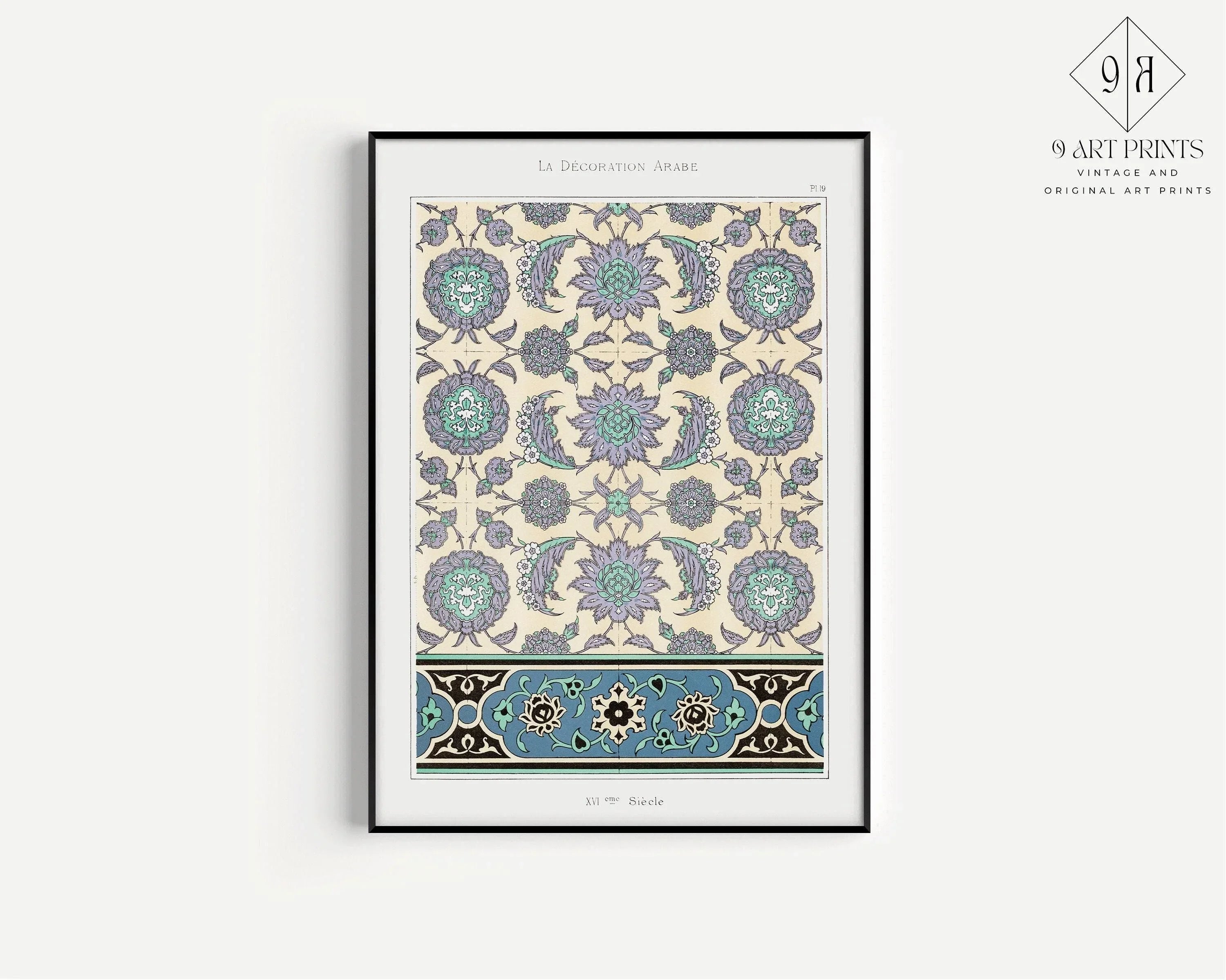 Arabian Pattern 19 - Emille Prisses D'Avennes | Vintage Middle - Eastern Islamic Persian Pattern Art (available framed or unframed) - 9ArtPrints