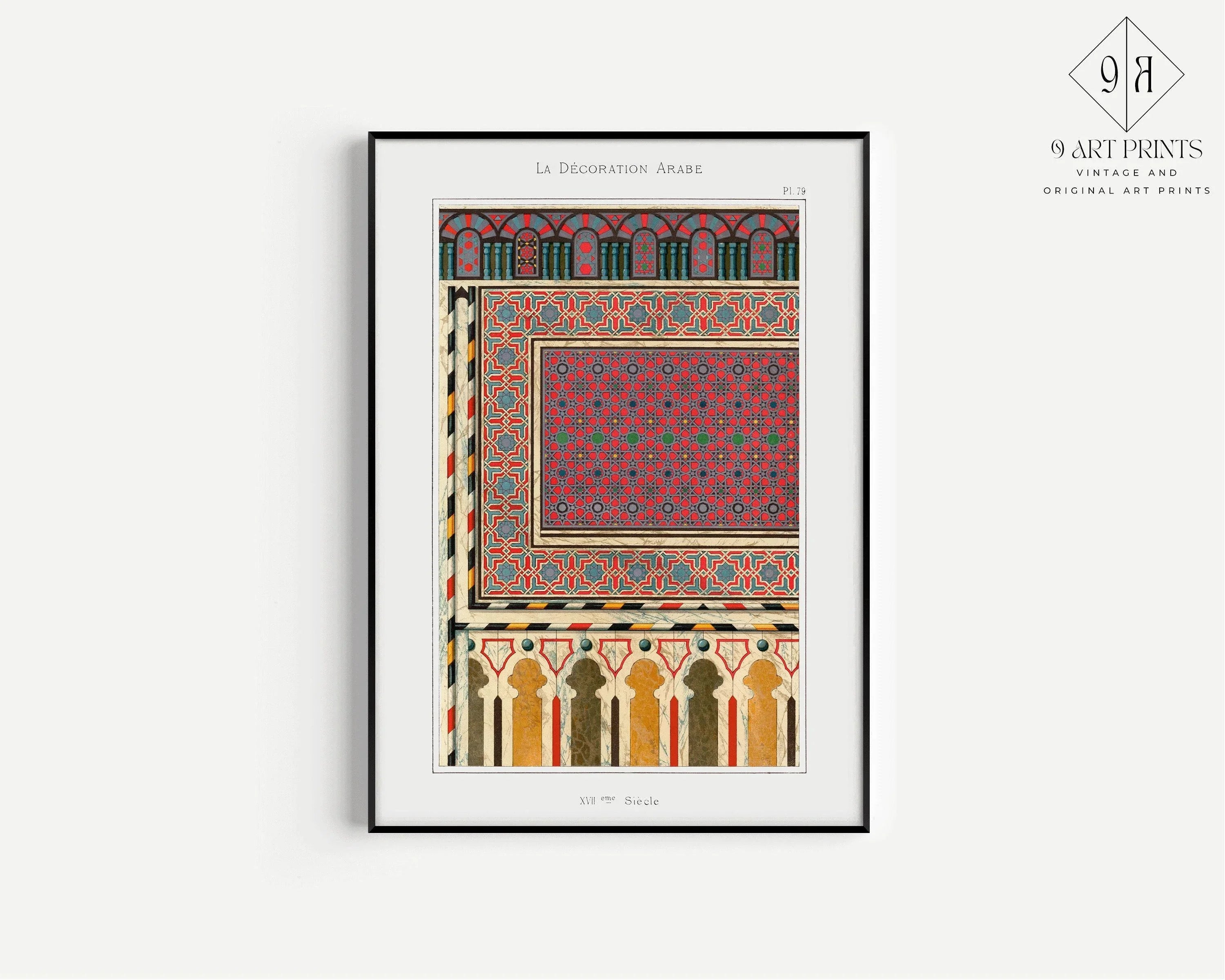 Arabian Pattern 79 - Emille Prisses D'Avennes | Vintage Middle - Eastern Islamic Persian Pattern Art (available framed or unframed) - 9ArtPrints