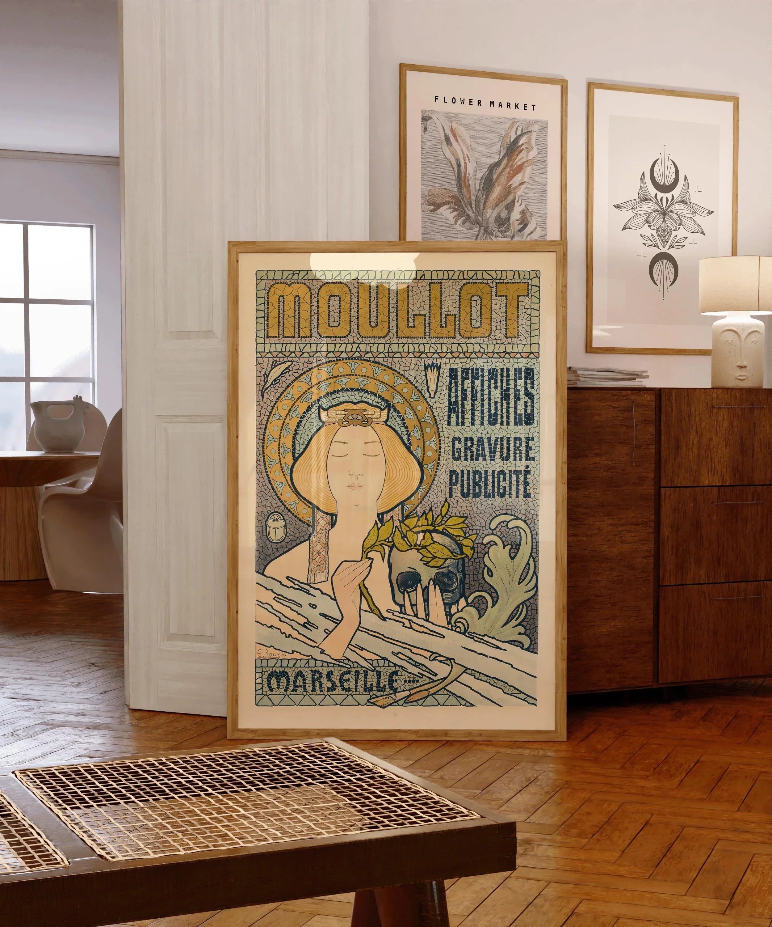 Art Nouveau Poster: Eugene Roux - Moullot Marseille, Mosaic Design - 9ArtPrints