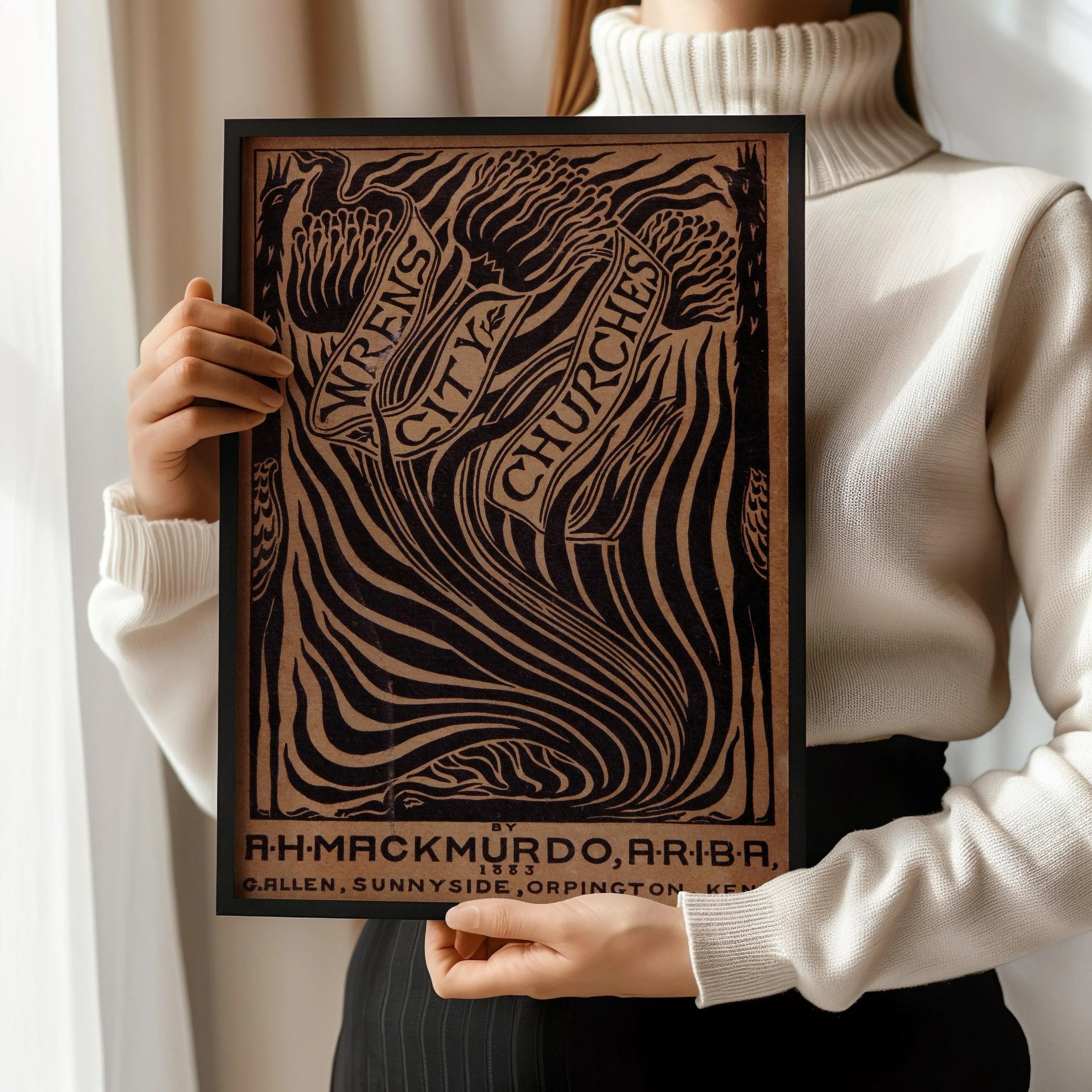 Arthur Haygate Mackmurdo - Wren's City Churches PRINT | Unexpectedly Elegant Vintage Book Cover Art Poster available framed - 9ArtPrints