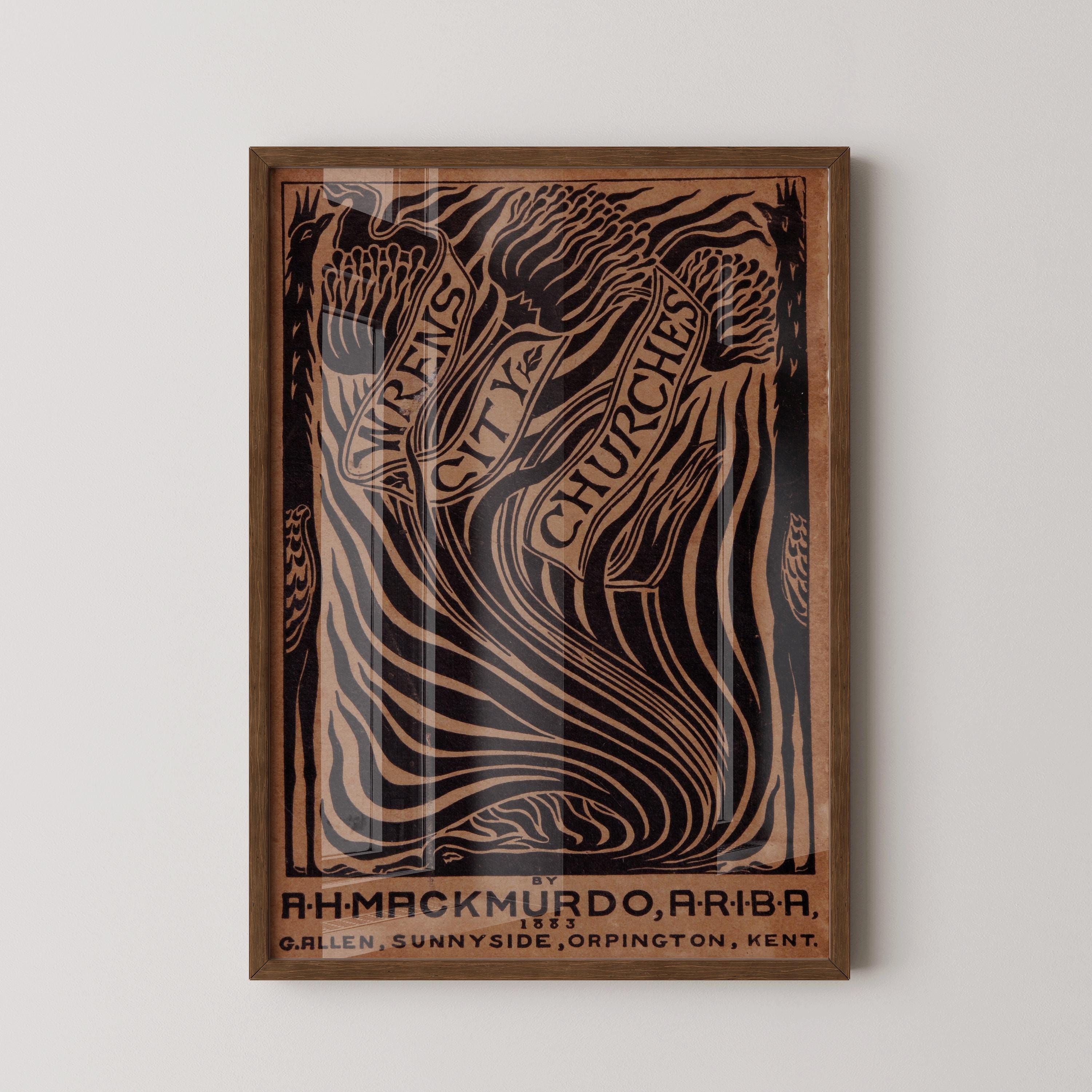 Arthur Haygate Mackmurdo - Wren's City Churches PRINT | Unexpectedly Elegant Vintage Book Cover Art Poster available framed - 9ArtPrints