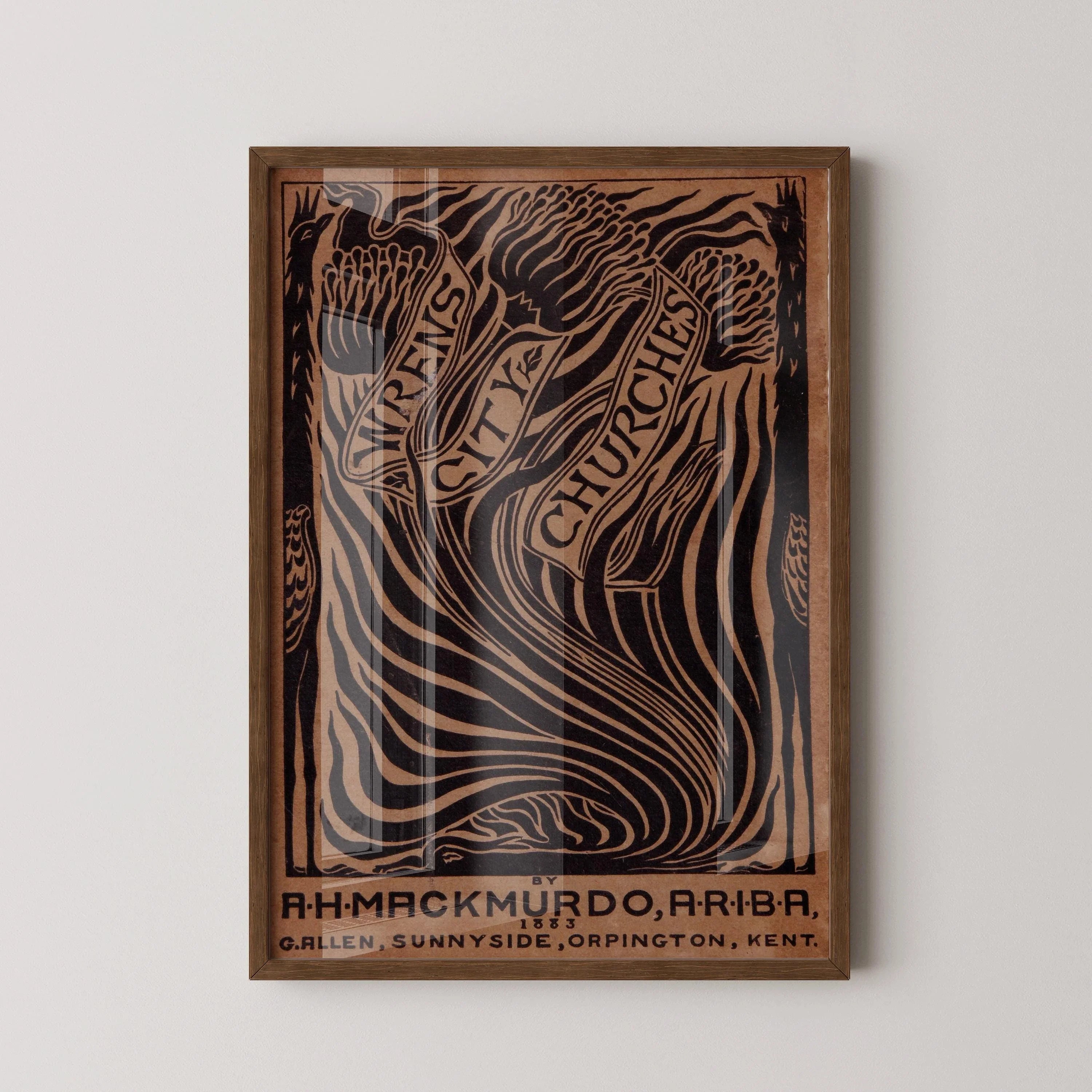 Arthur Haygate Mackmurdo - Wren's City Churches PRINT | Unexpectedly Elegant Vintage Book Cover Art Poster available framed - 9ArtPrints