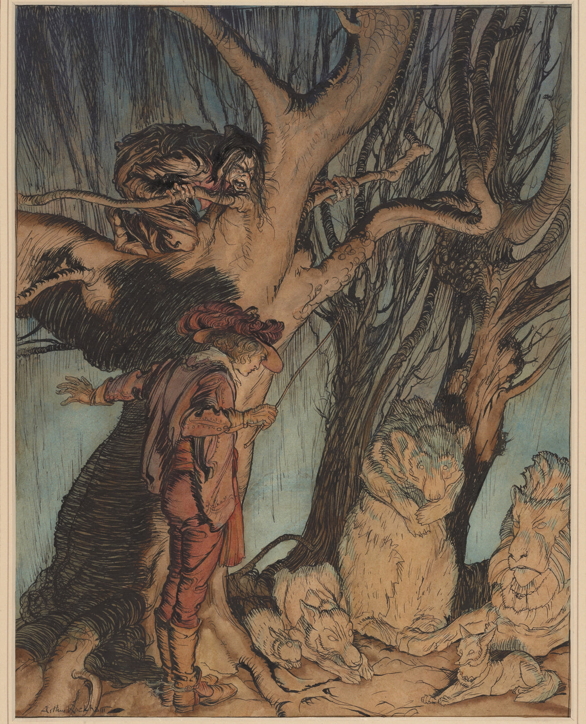 Arthur Rackham — Instantly They Lay Still, All Turned into Stone | Fairy Tale Illustration Print