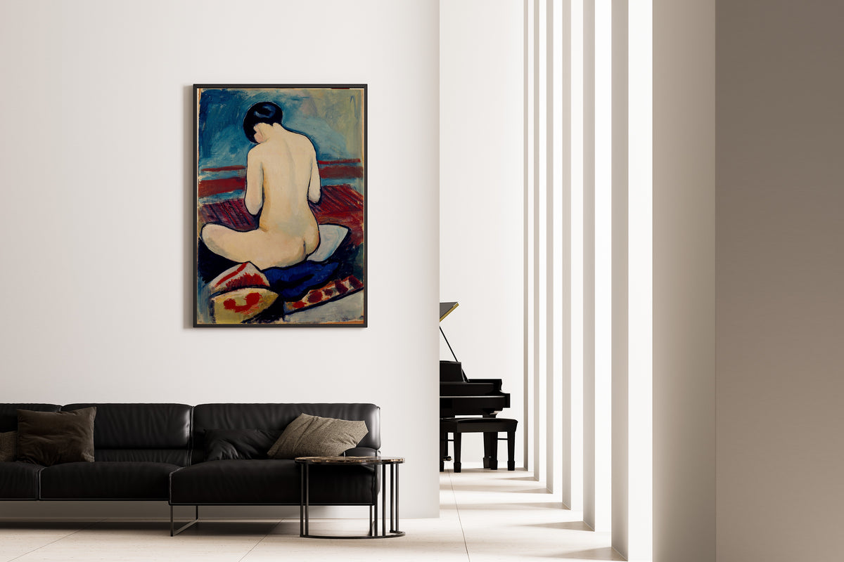 August Macke — Sitting Nude with Pillow | Expressionist Fine Art Print